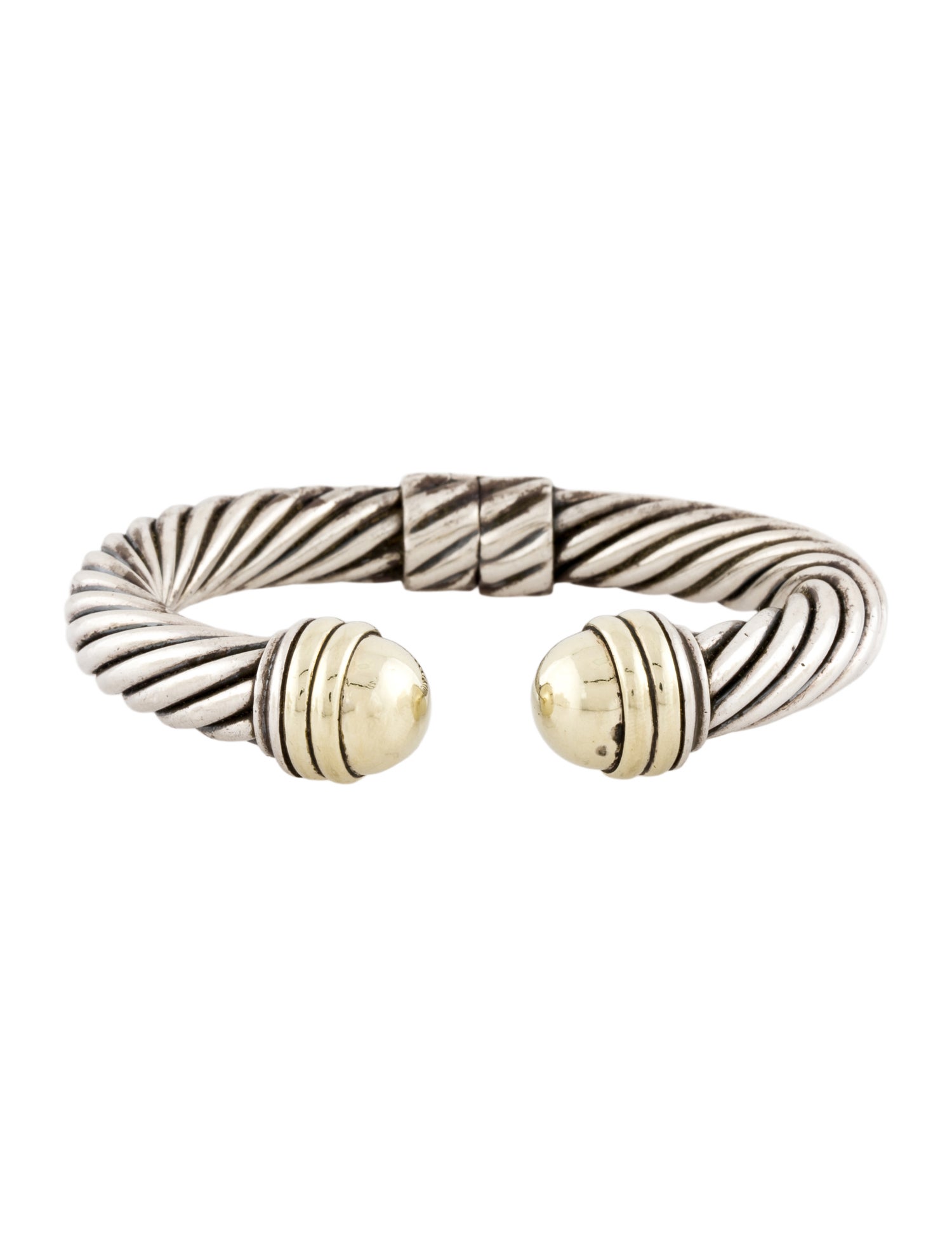David Yurman Two-Tone Domed Classic Cable Hinged Cuff Bracelet