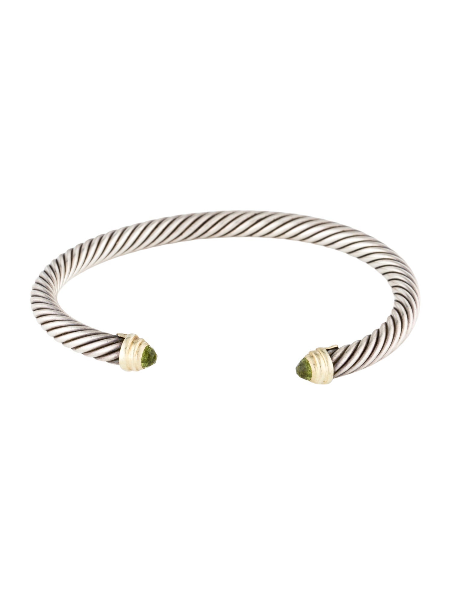 David Yurman Peridot Two-Tone Classic Cable Cuff Bracelet