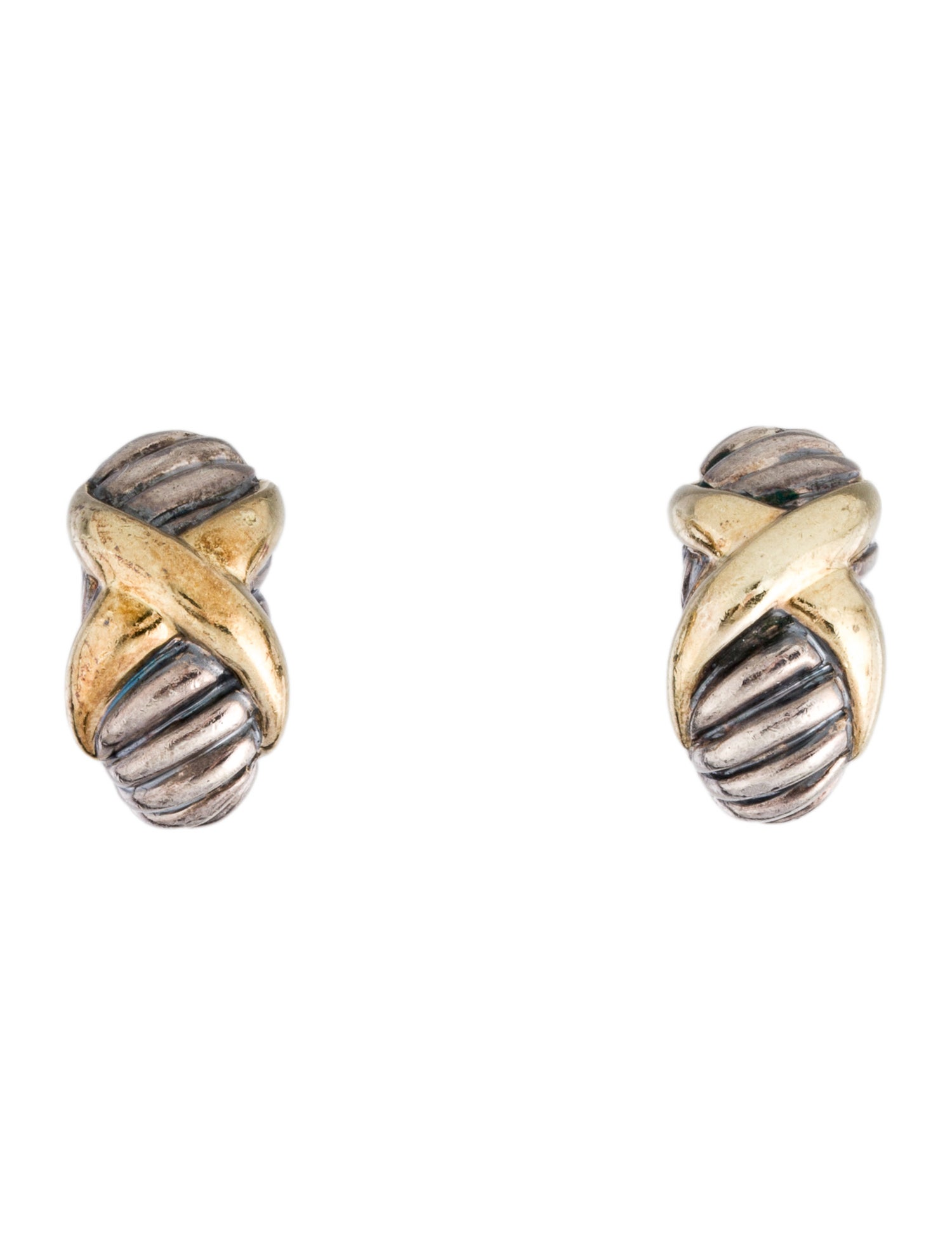 David Yurman Two-Tone X Clip-On Earrings