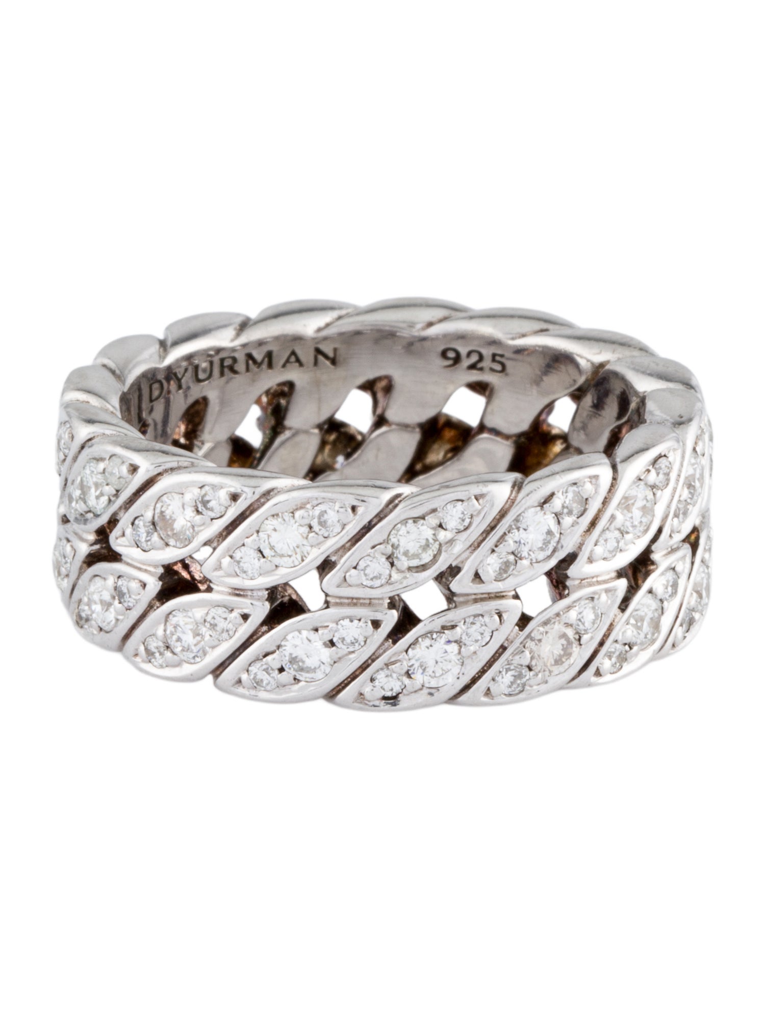 David Yurman 1.92ctw Diamond Curb Chain Band Ring