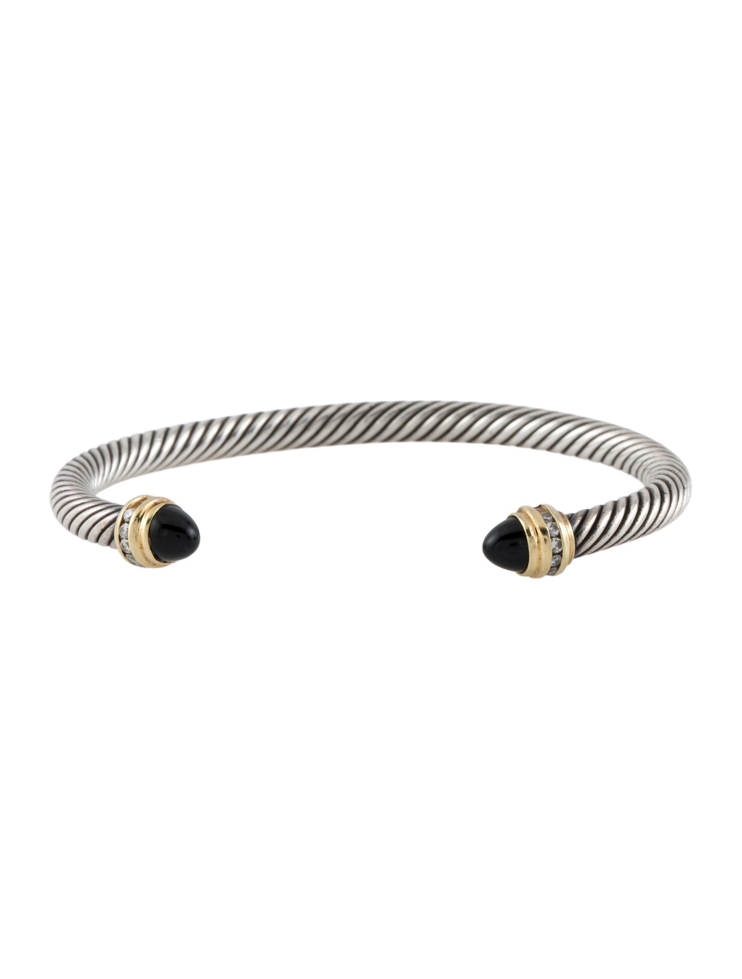 David Yurman Onyx & Diamond Classic Cable Cuff Bracelet