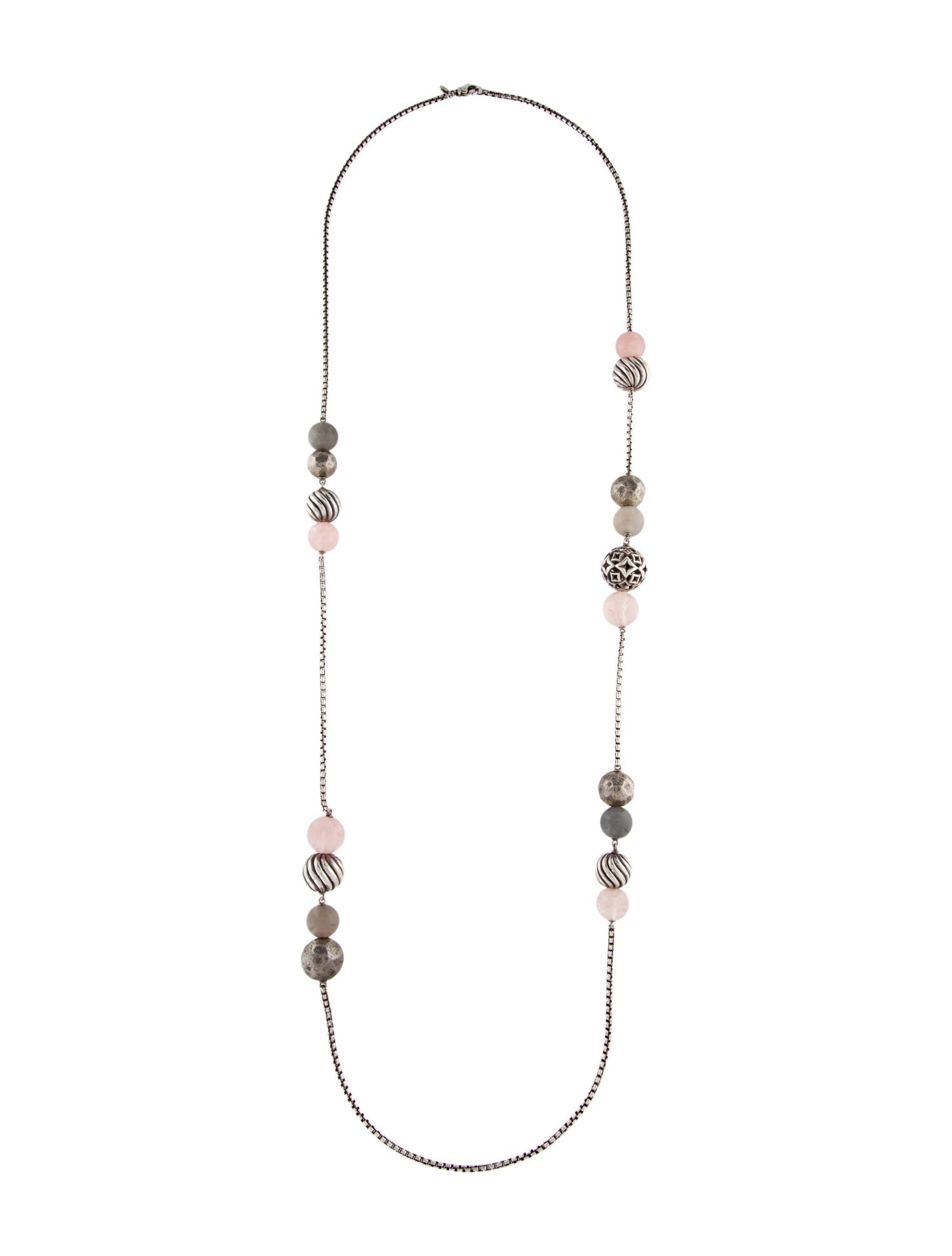 David Yurman Rose Quartz & Moonstone Elements Station Necklace