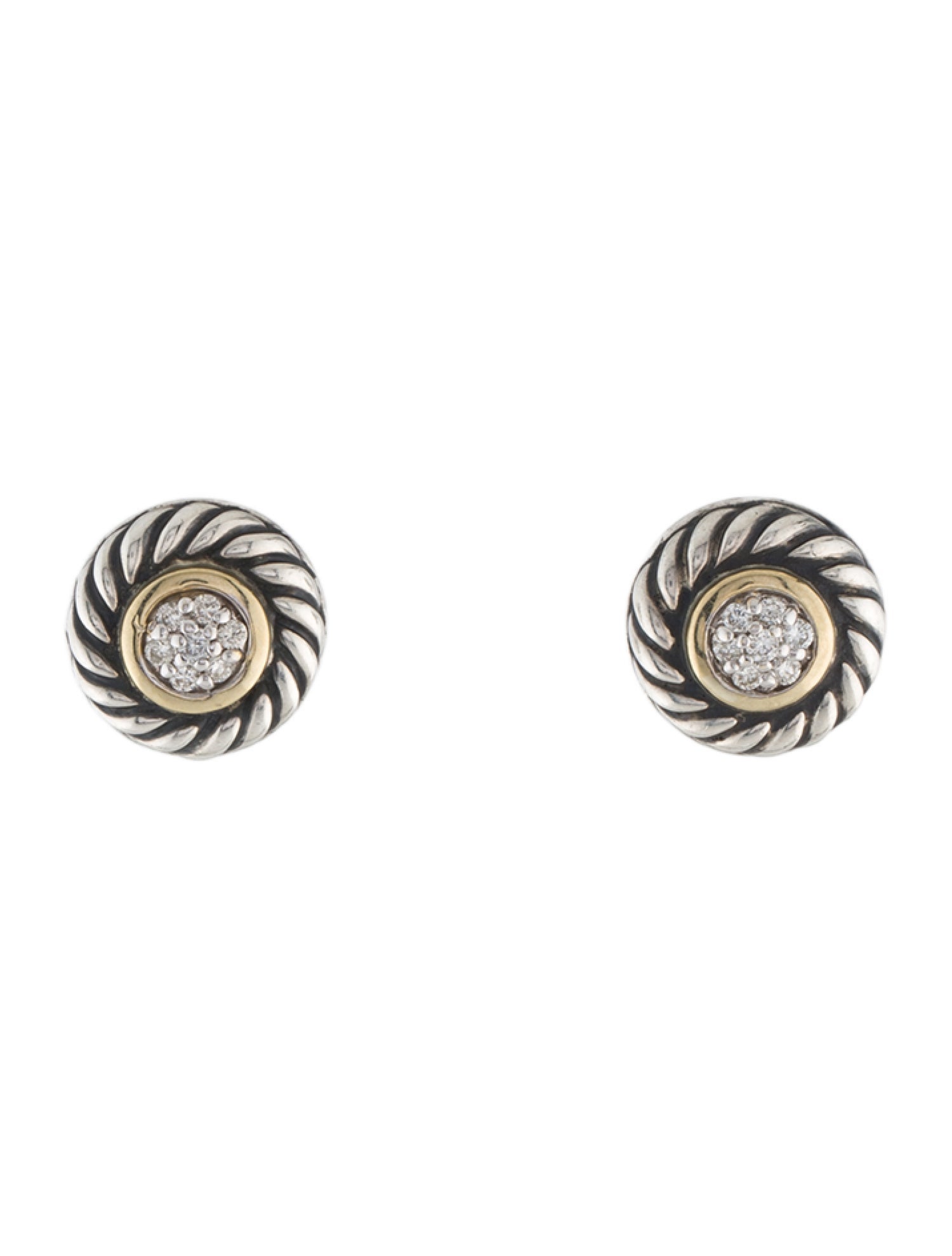 David Yurman Diamond Cookie Stud Earrings