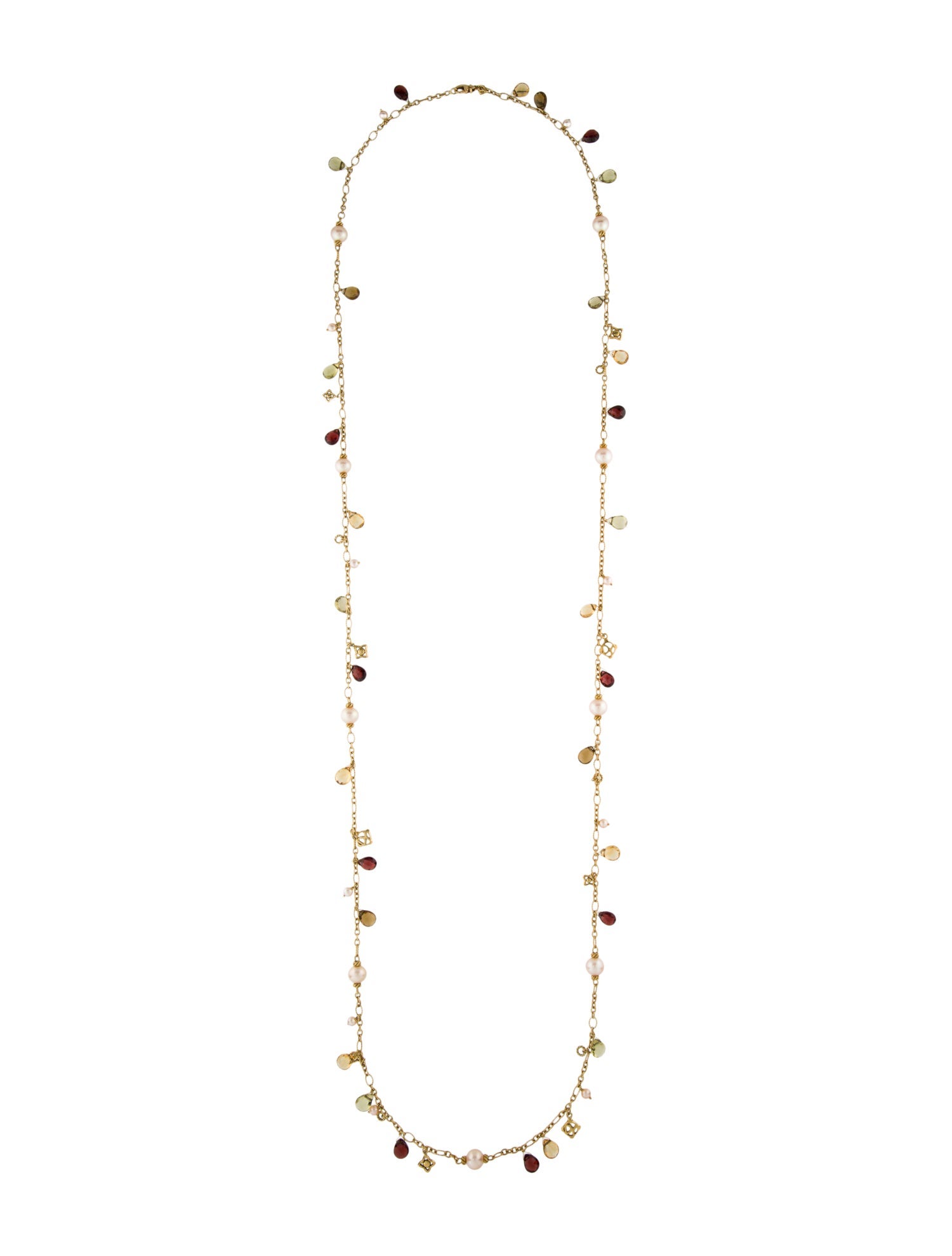 David Yurman 18K Pearl, Citrine, Quartz & Garnet Long Station Necklace