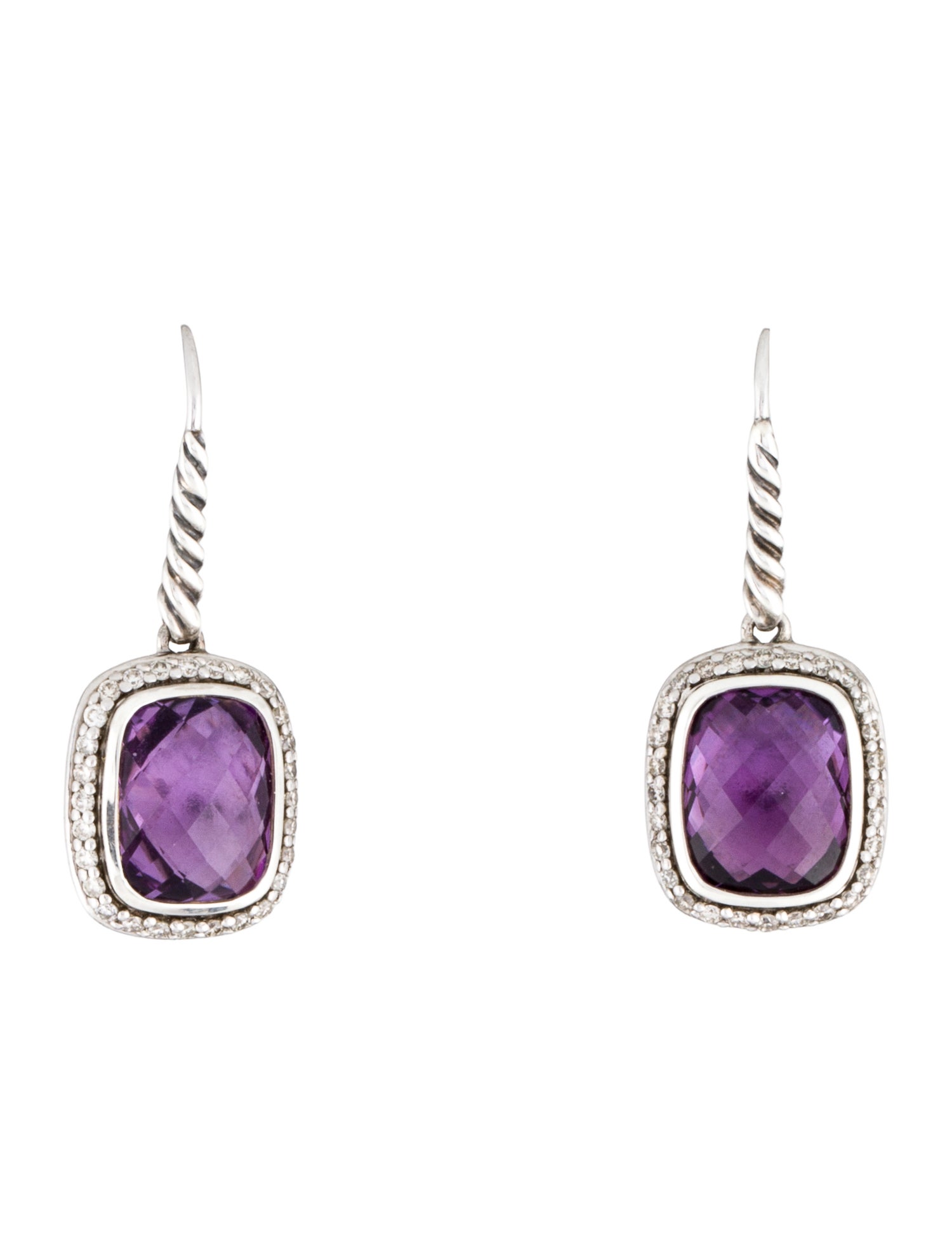 David Yurman Amethyst & Diamond Drop Earrings
