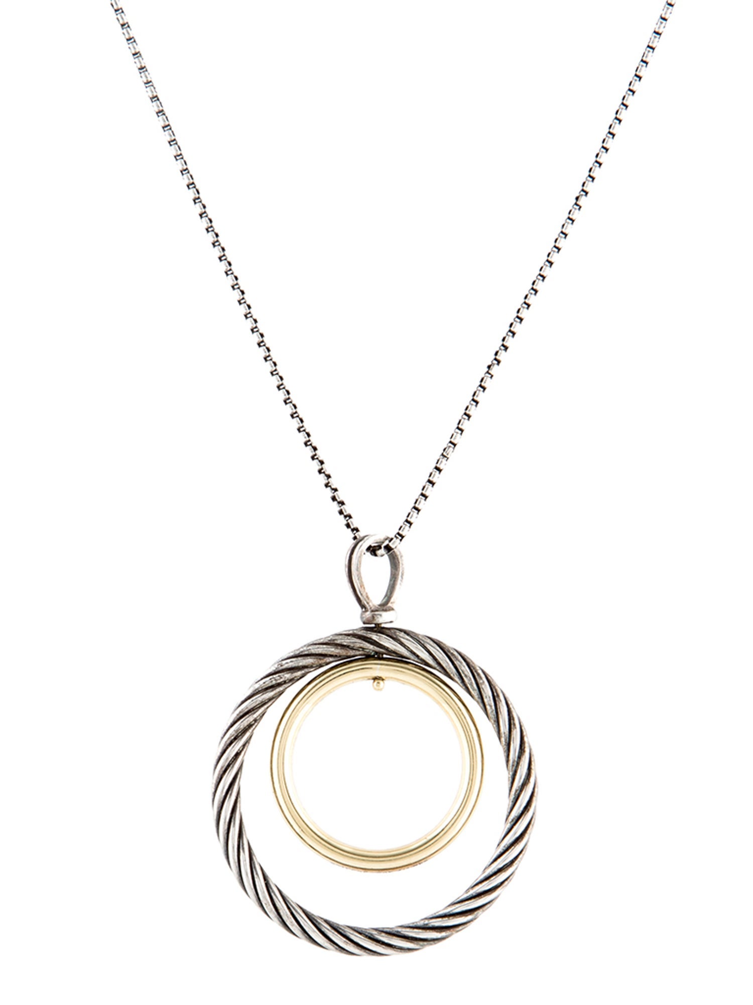David Yurman Two-Tone Mobile Circle Pendant Necklace