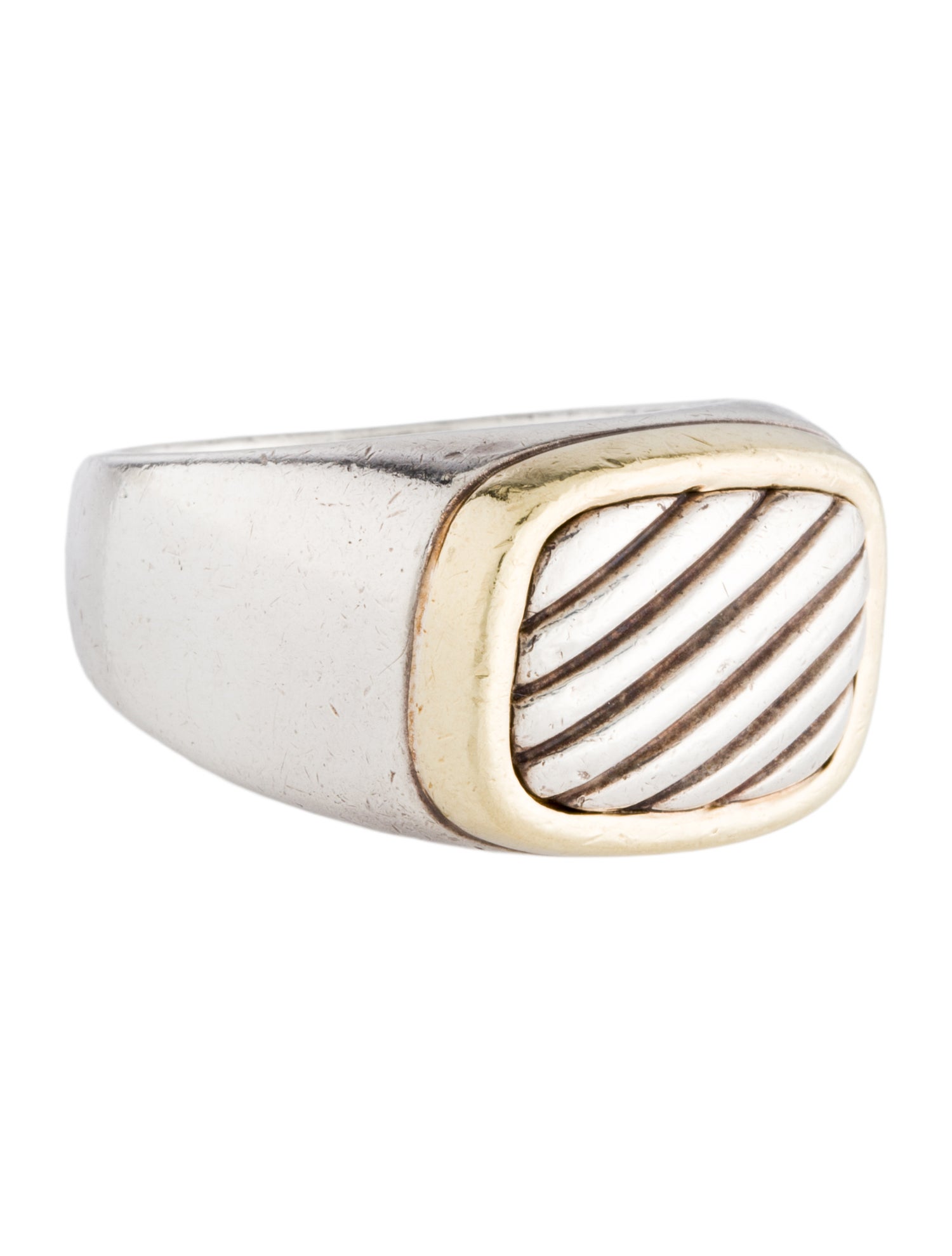 David Yurman Two-Tone Thoroughbred Cable Signet Ring
