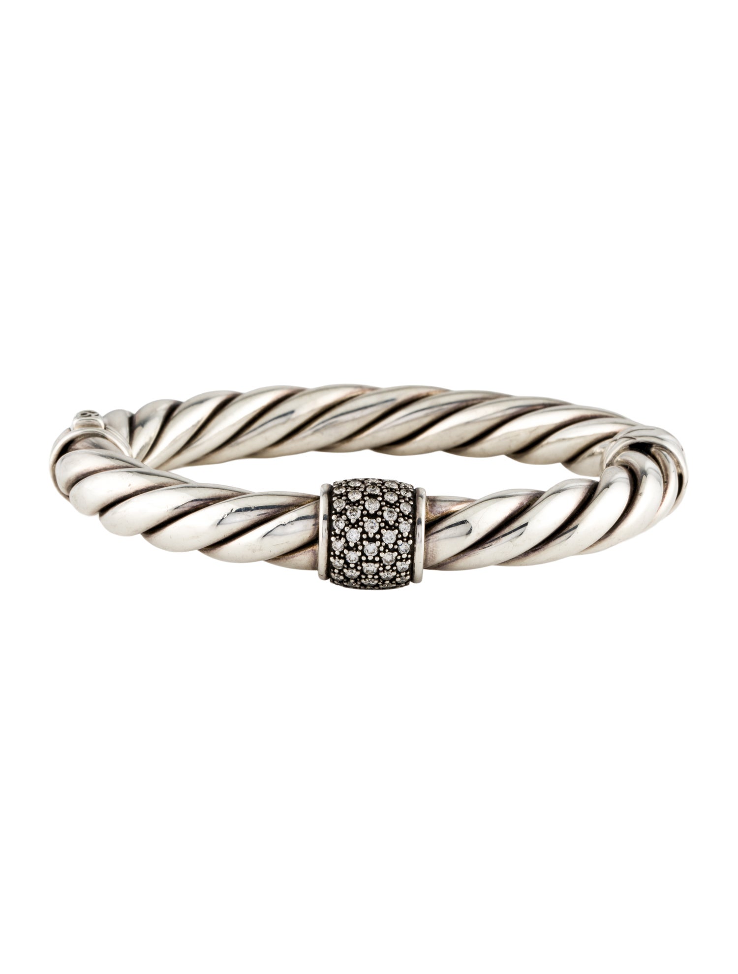 David Yurman Diamond Metro Cable Bangle Bracelet