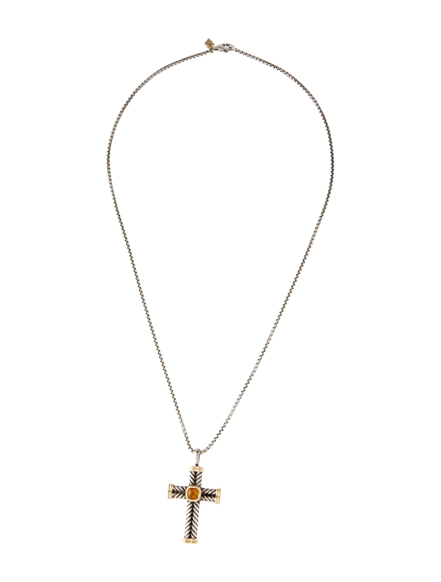 David Yurman Citrine Chevron Cross Pendant Necklace