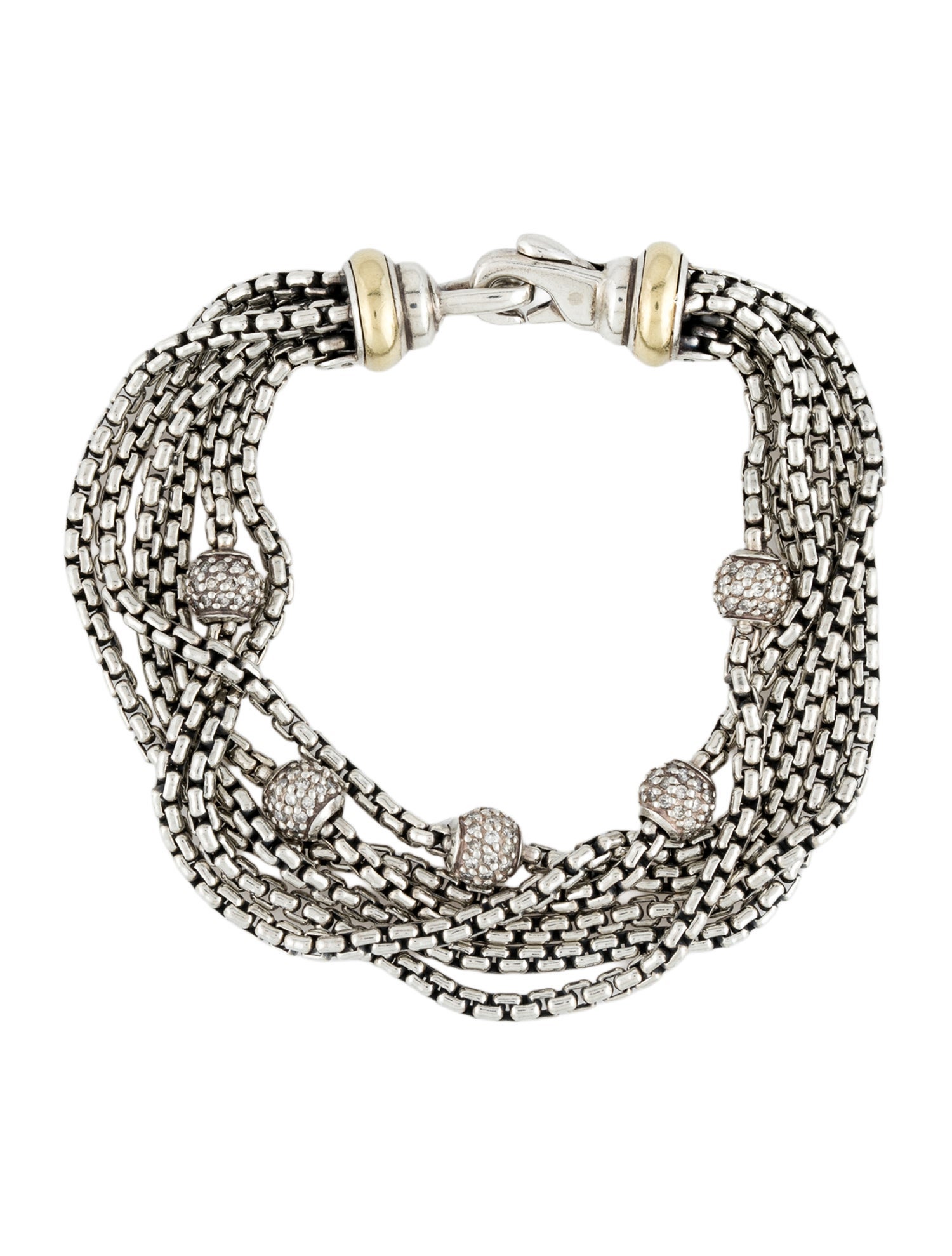 David Yurman Diamond Pavé Ball Station Multistrand Bracelet