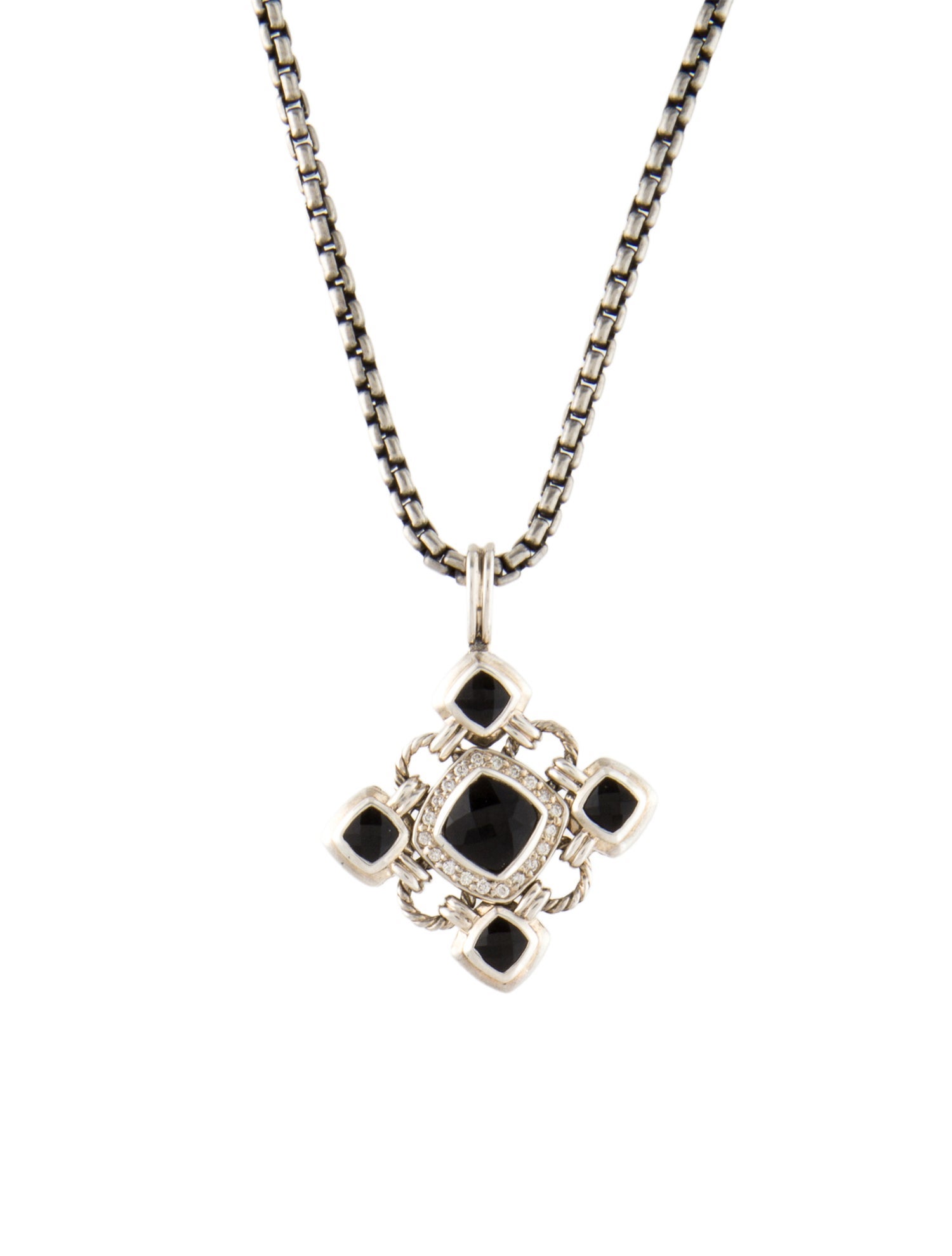 David Yurman Onyx & Diamond Renaissance Pendant Necklace