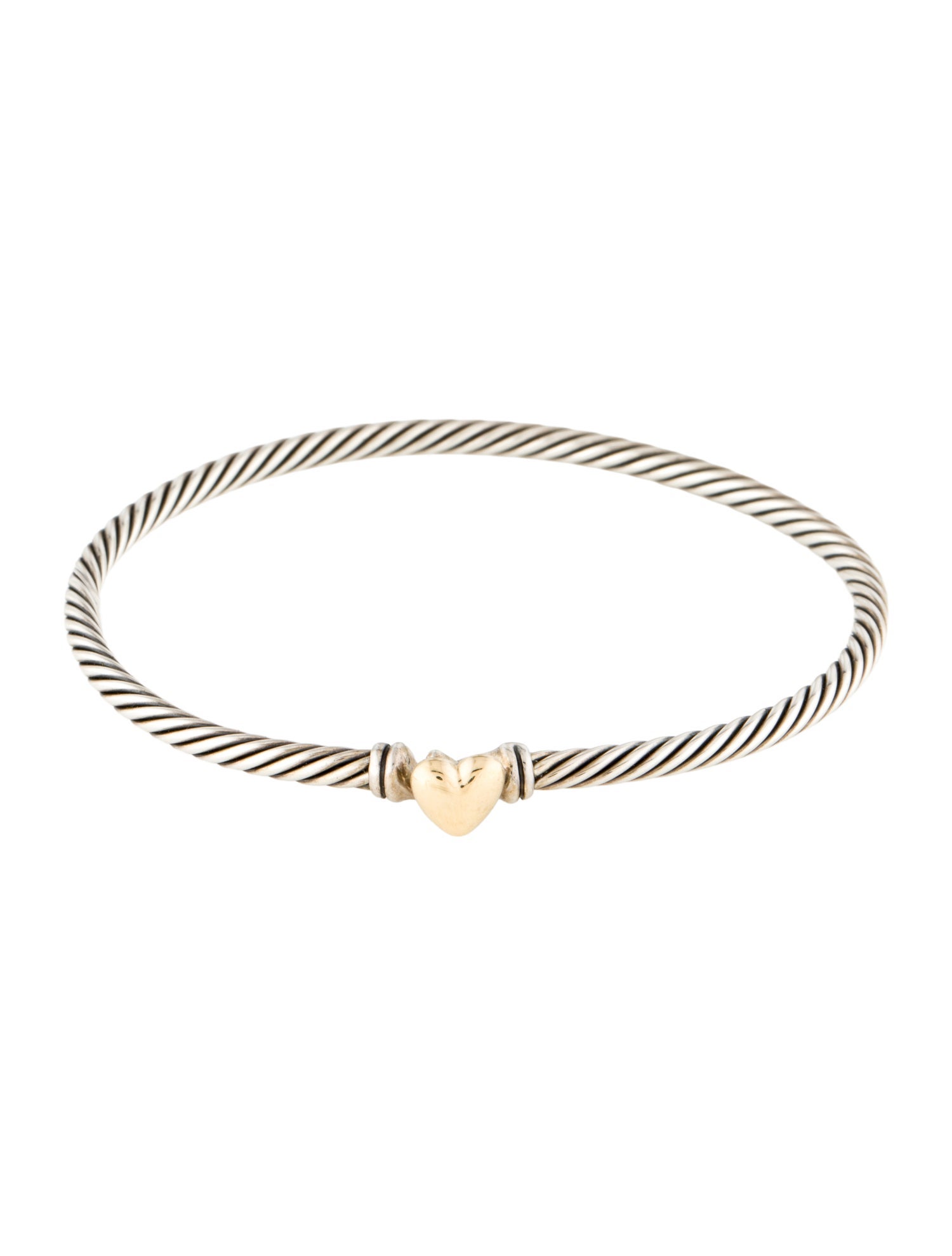 David Yurman Classic Cable Heart Station Bangle Bracelet