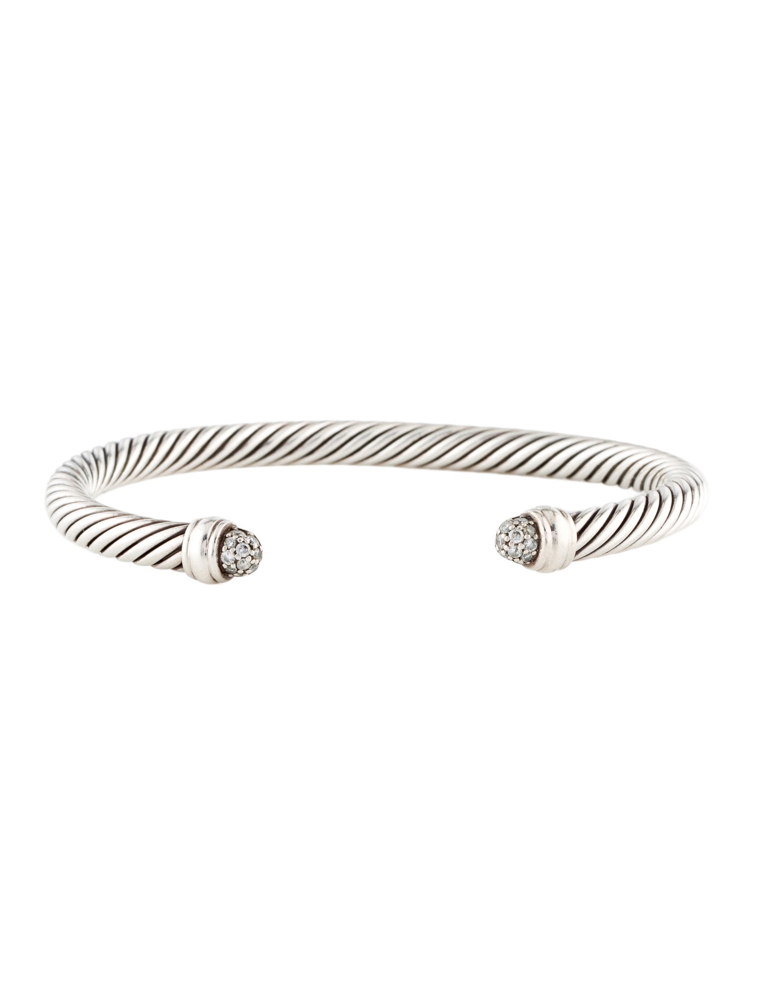 David Yurman Diamond Classic Cable 5mm Cuff Bracelet