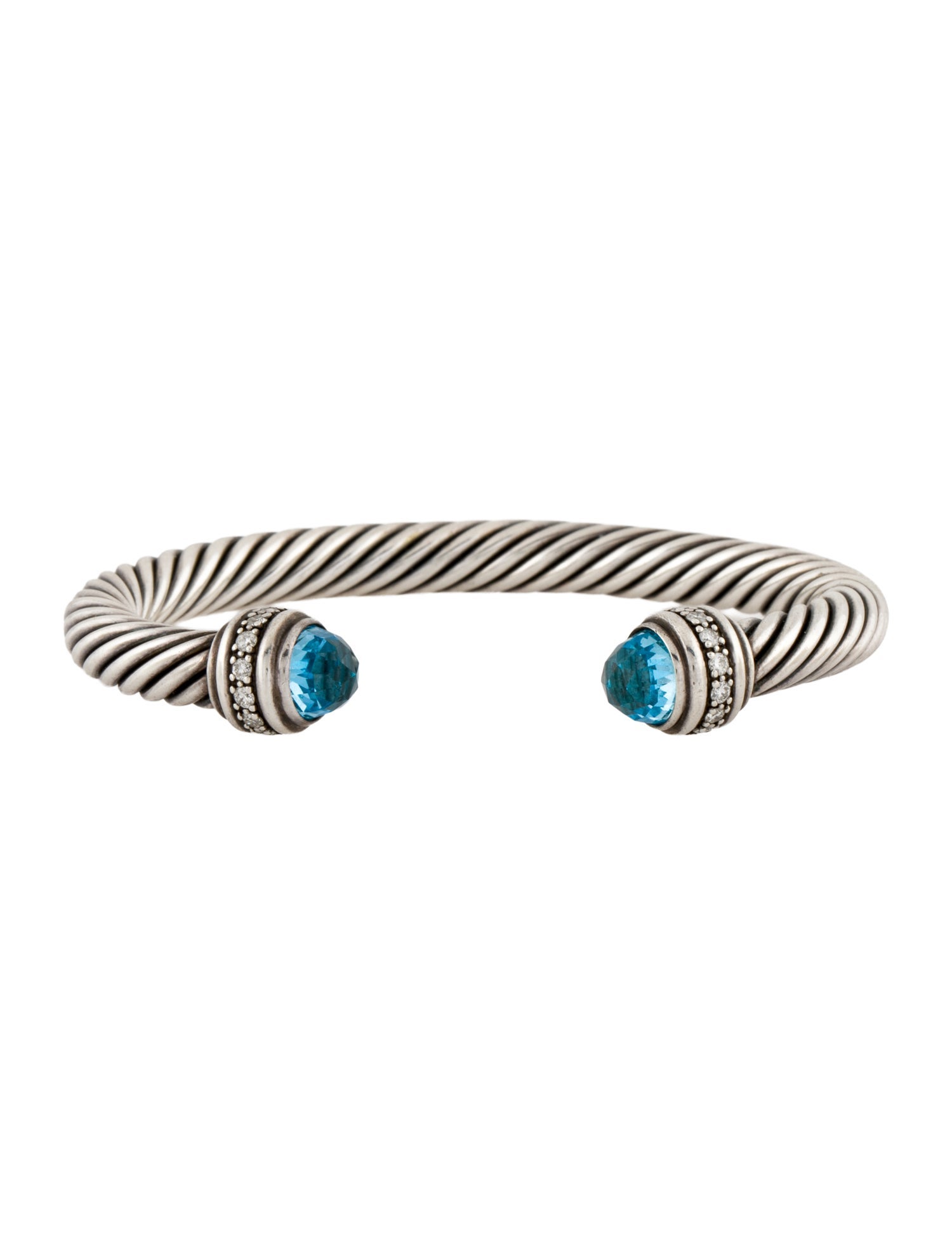 David Yurman Topaz & Diamond Cuff Cable Bracelet