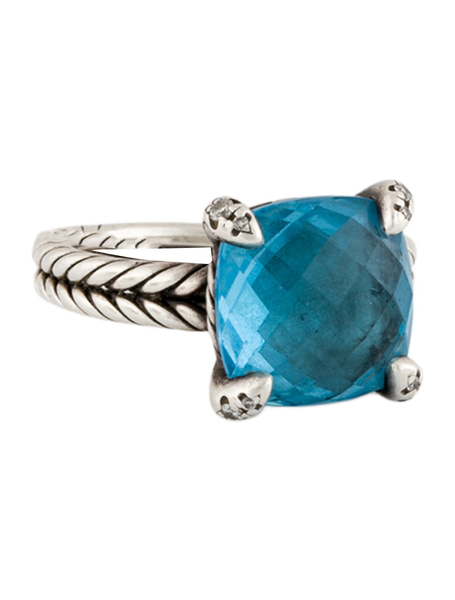 David Yurman Topaz & Diamond Châtelaine Ring, 11mm