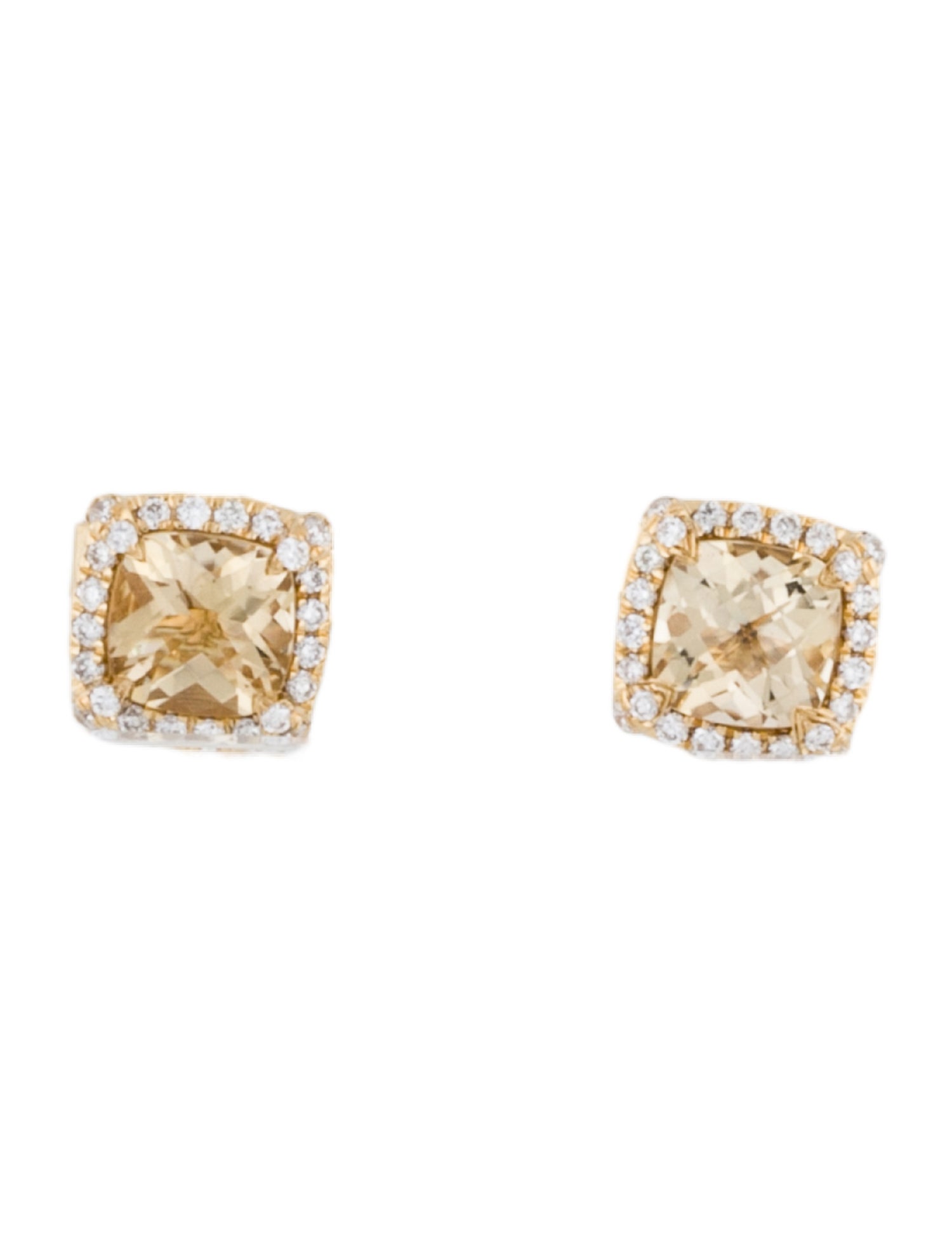 David Yurman 18K Citrine & Diamond Petiite Châtelaine Stud Earrings