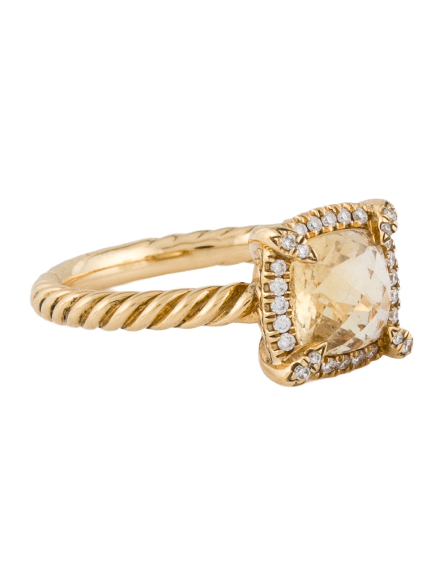 David Yurman 18K Citrine & Diamond Petite Châtelaine Cocktail Ring