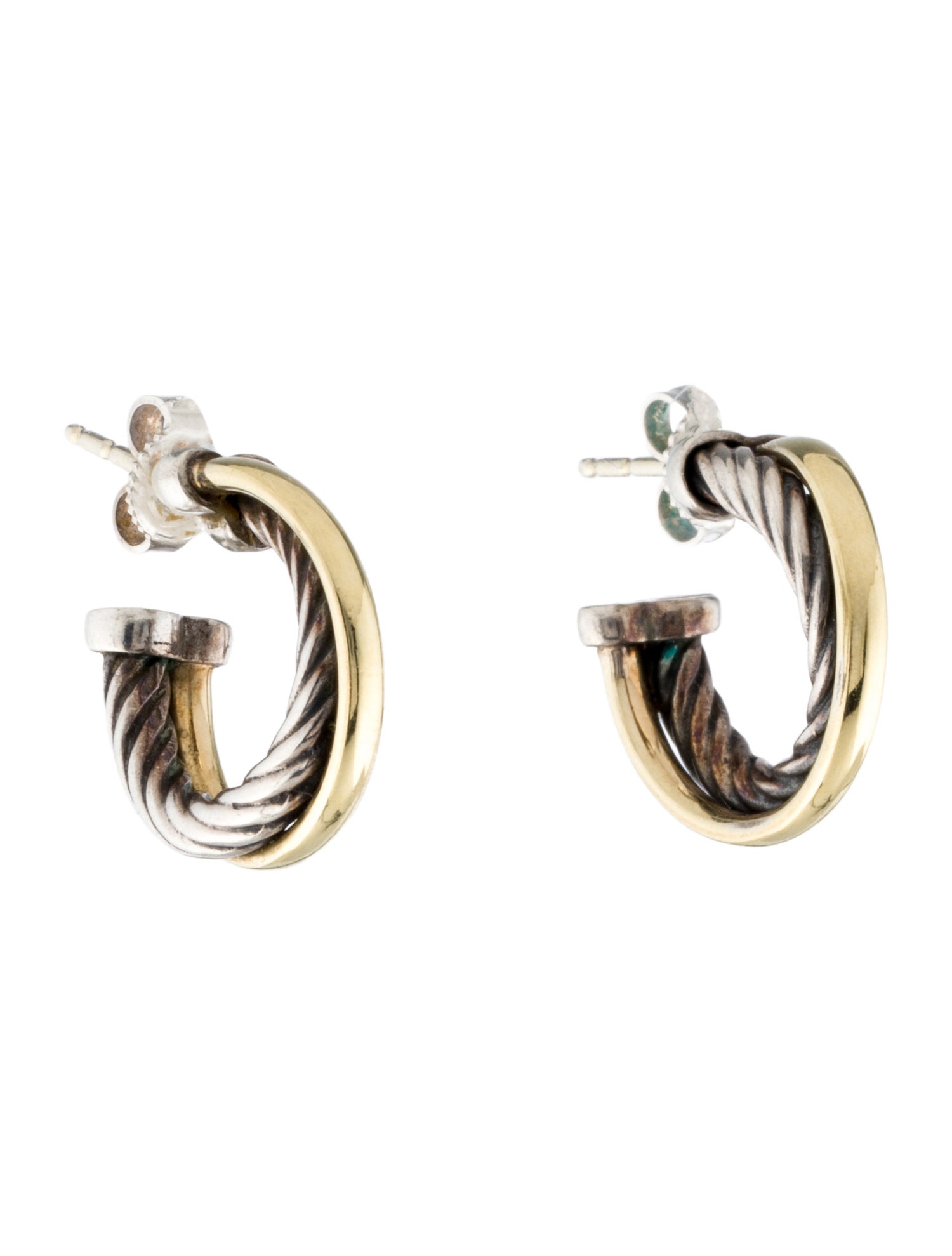David Yurman Two-Tone Crossover Hoop Earrings