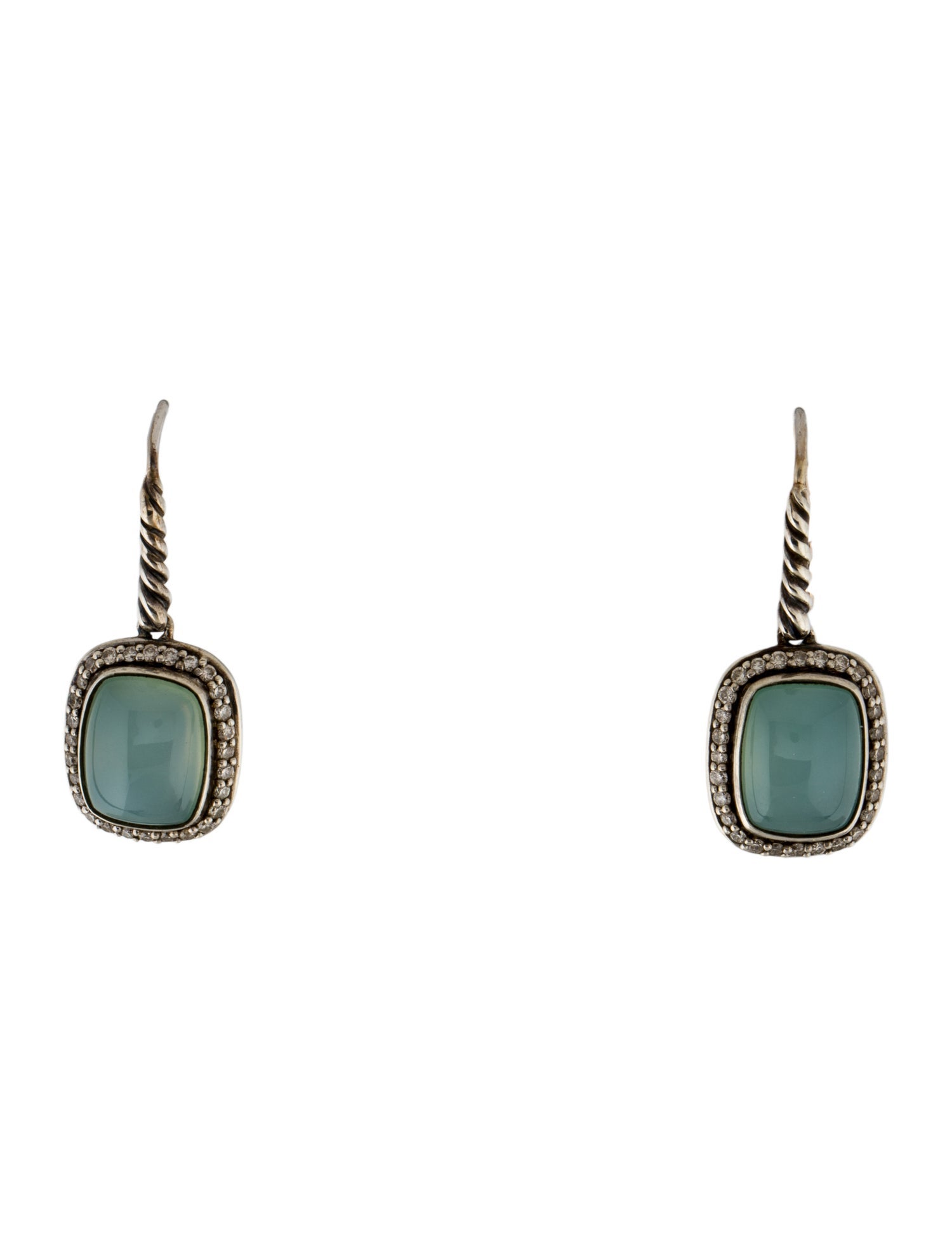 David Yurman Chalcedony & Diamond Albion Drop Earrings