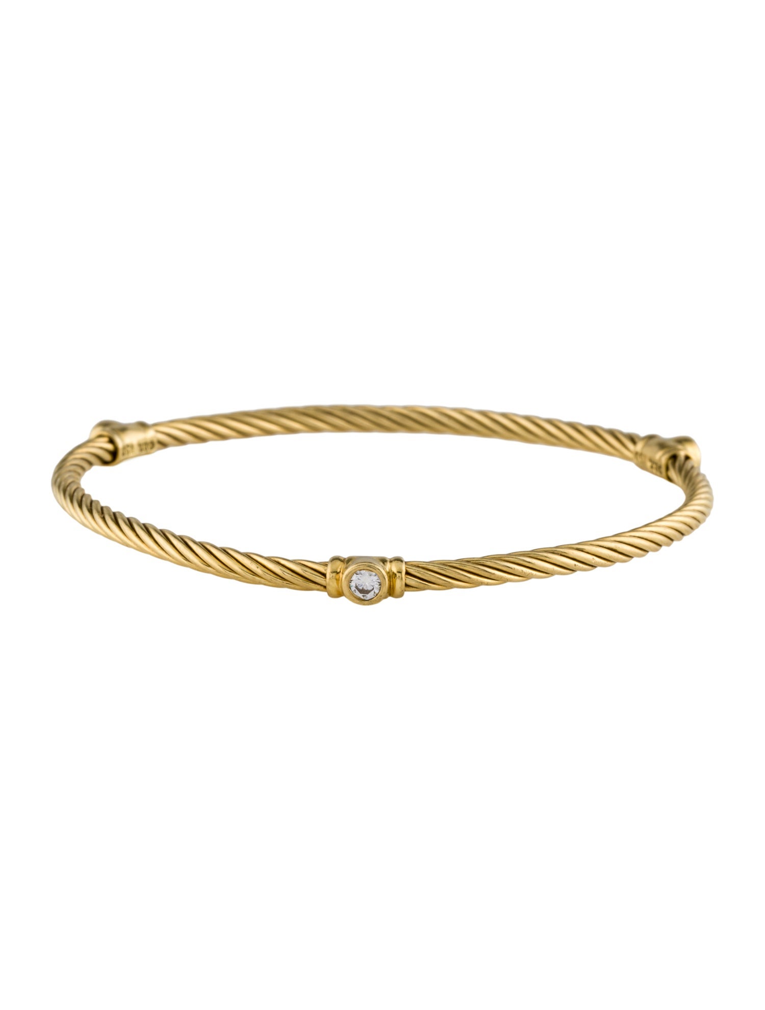 David Yurman 18K Diamond Station Bangle Bracelet
