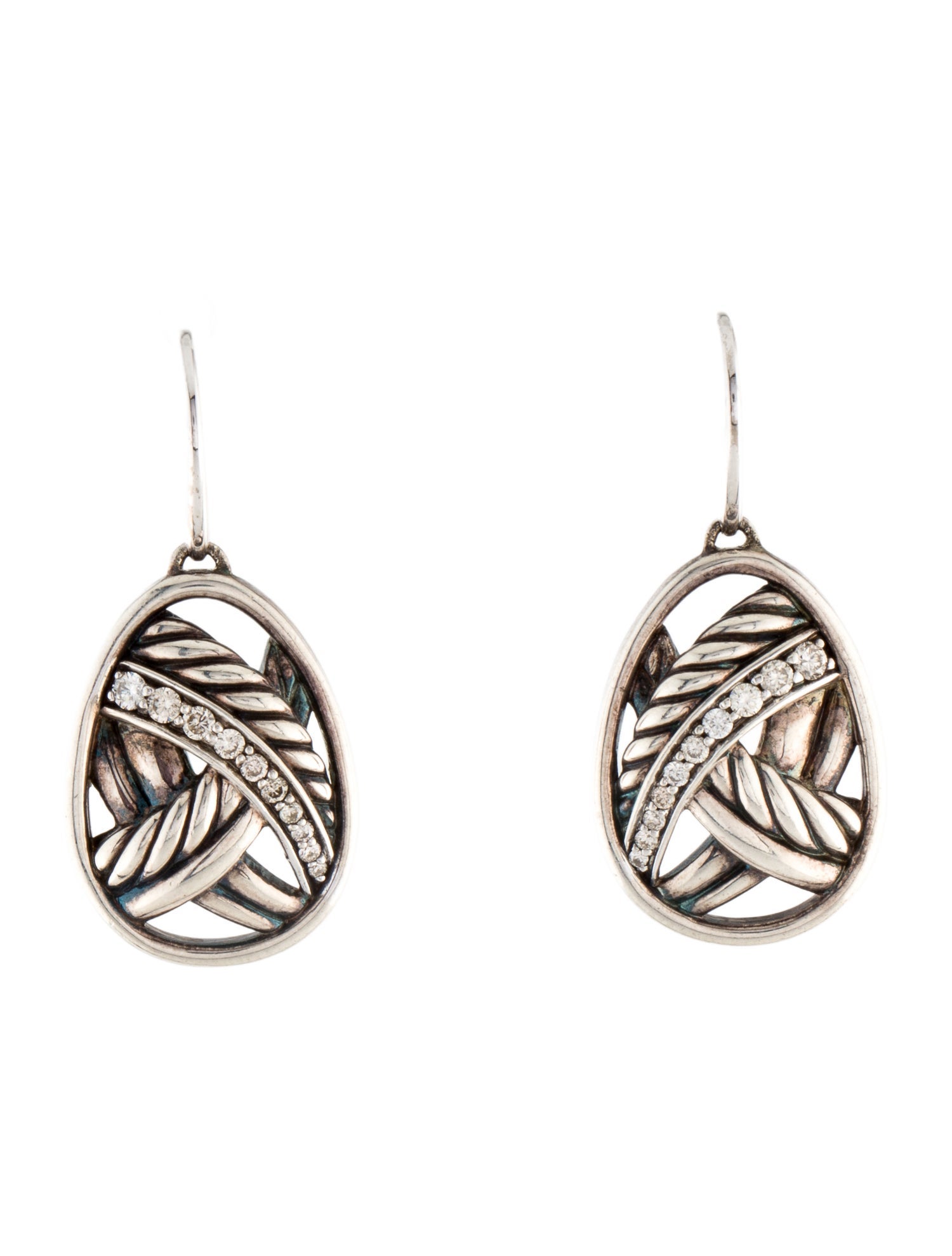 David Yurman Diamond Papyrus Drop Earrings