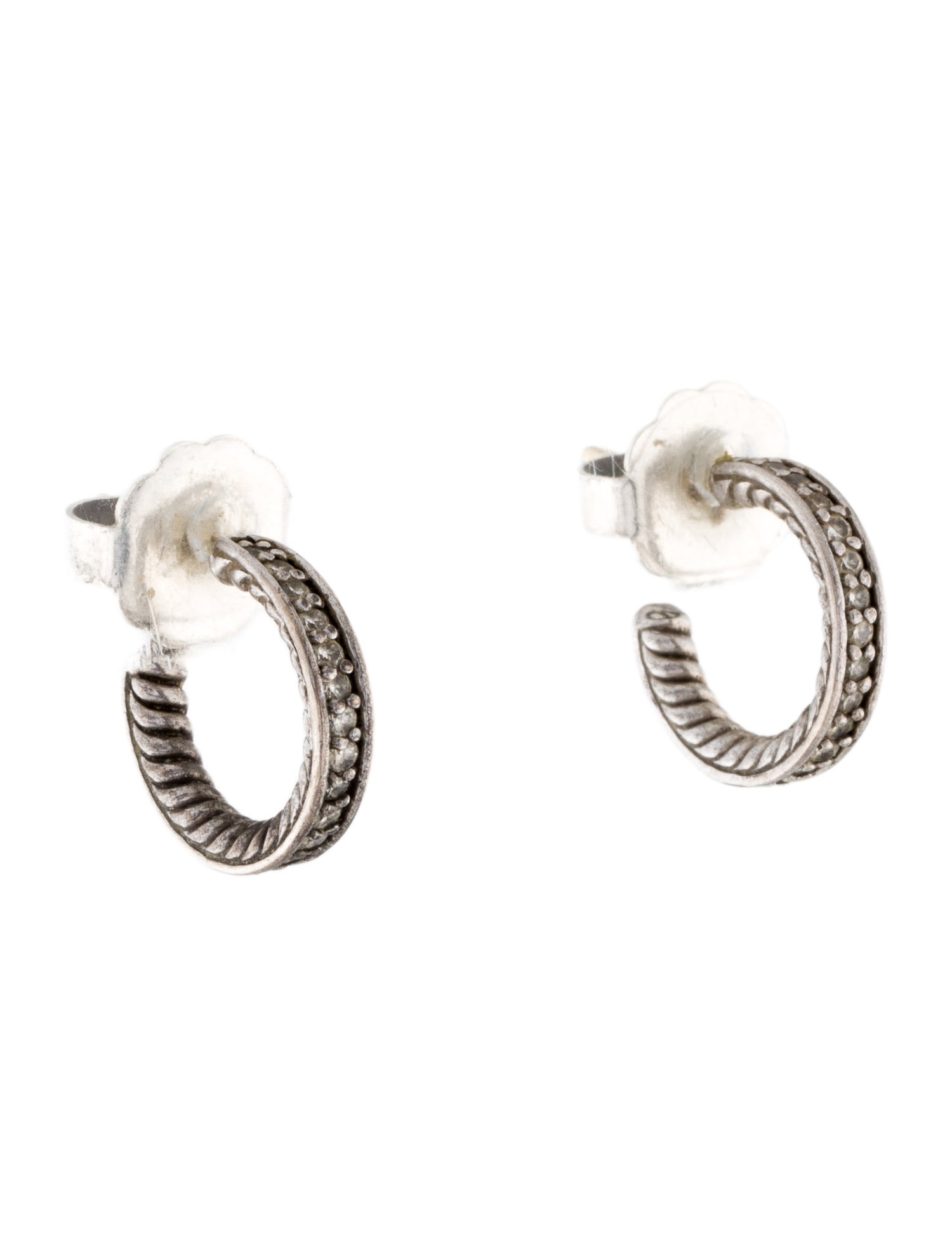 David Yurman Diamond Petite Cable Huggie Earrings
