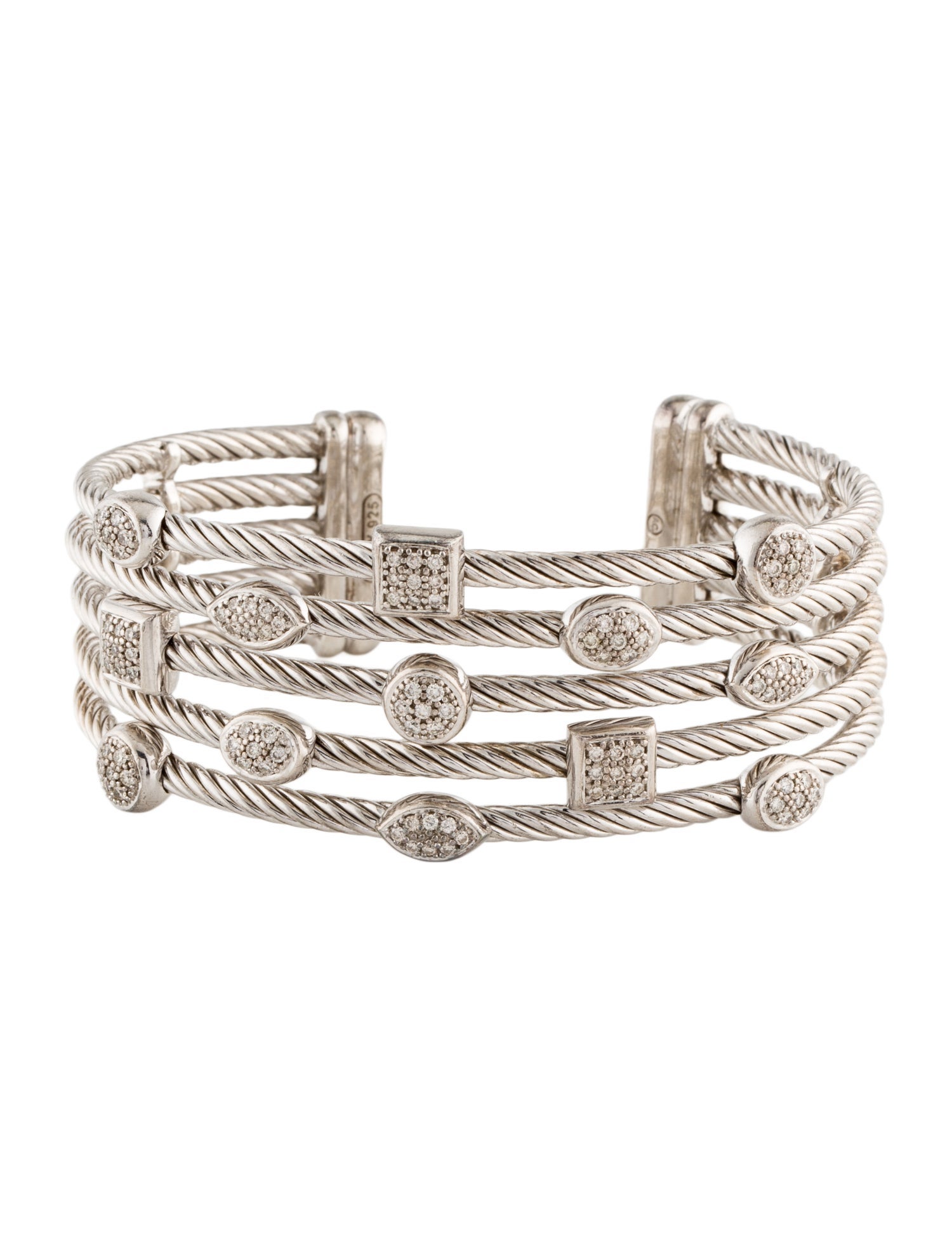 David Yurman Diamond Confetti Five-Row Cuff Bracelet