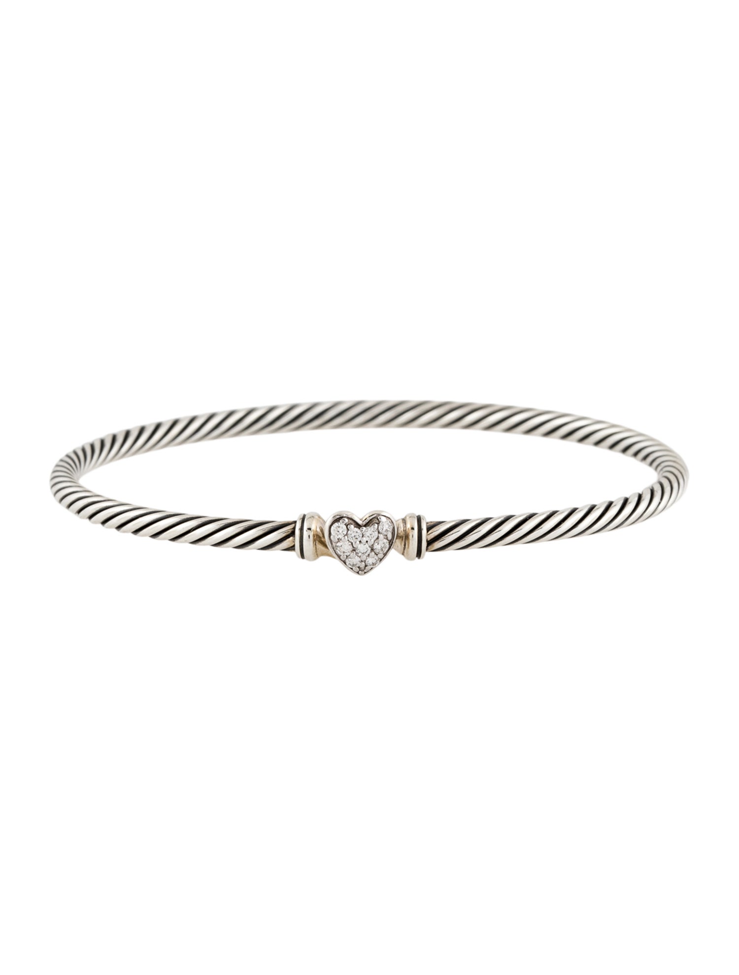 David Yurman Diamond Classic Cable Heart Station Bracelet