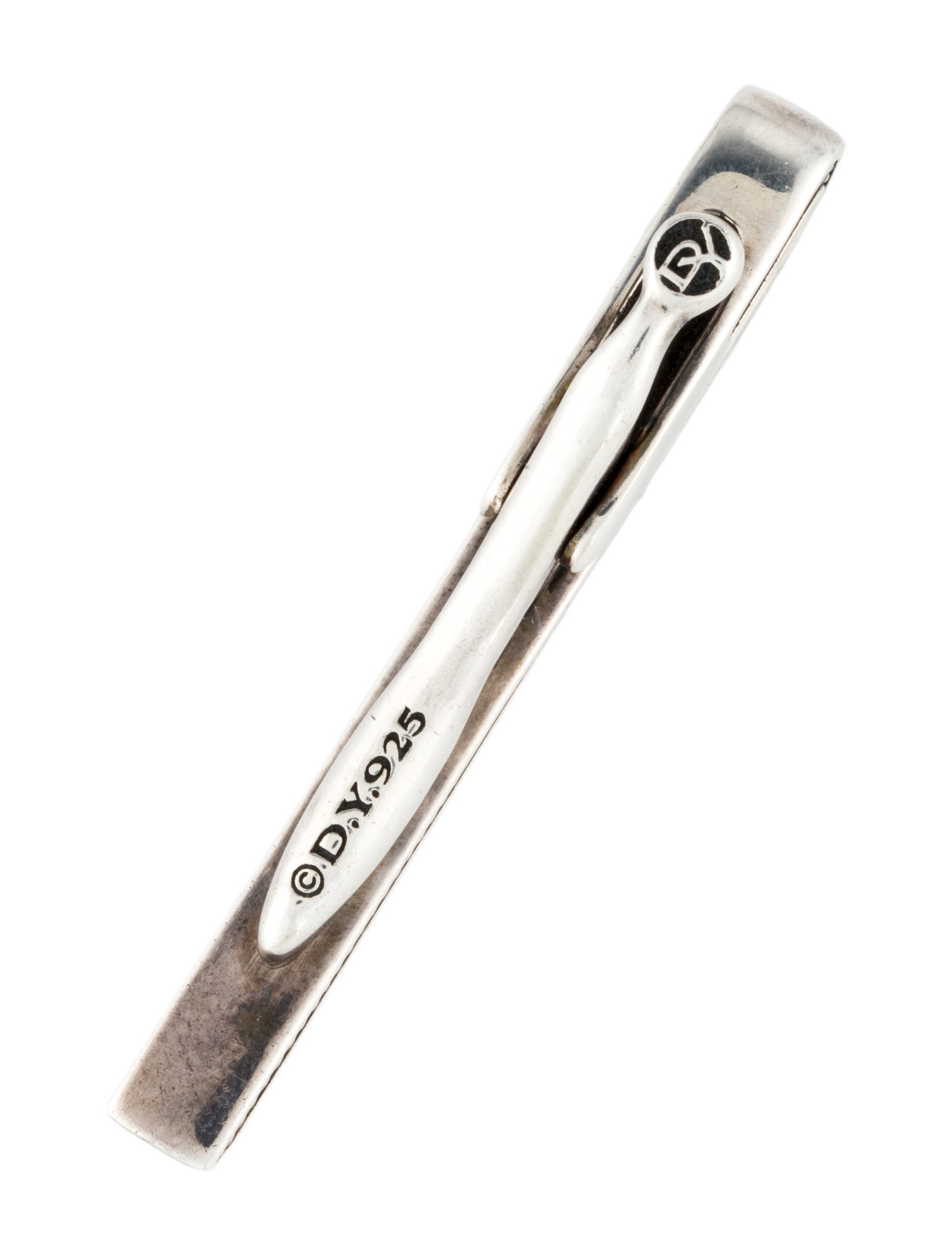 David Yurman Onyx Inlay Logo Tie Clip