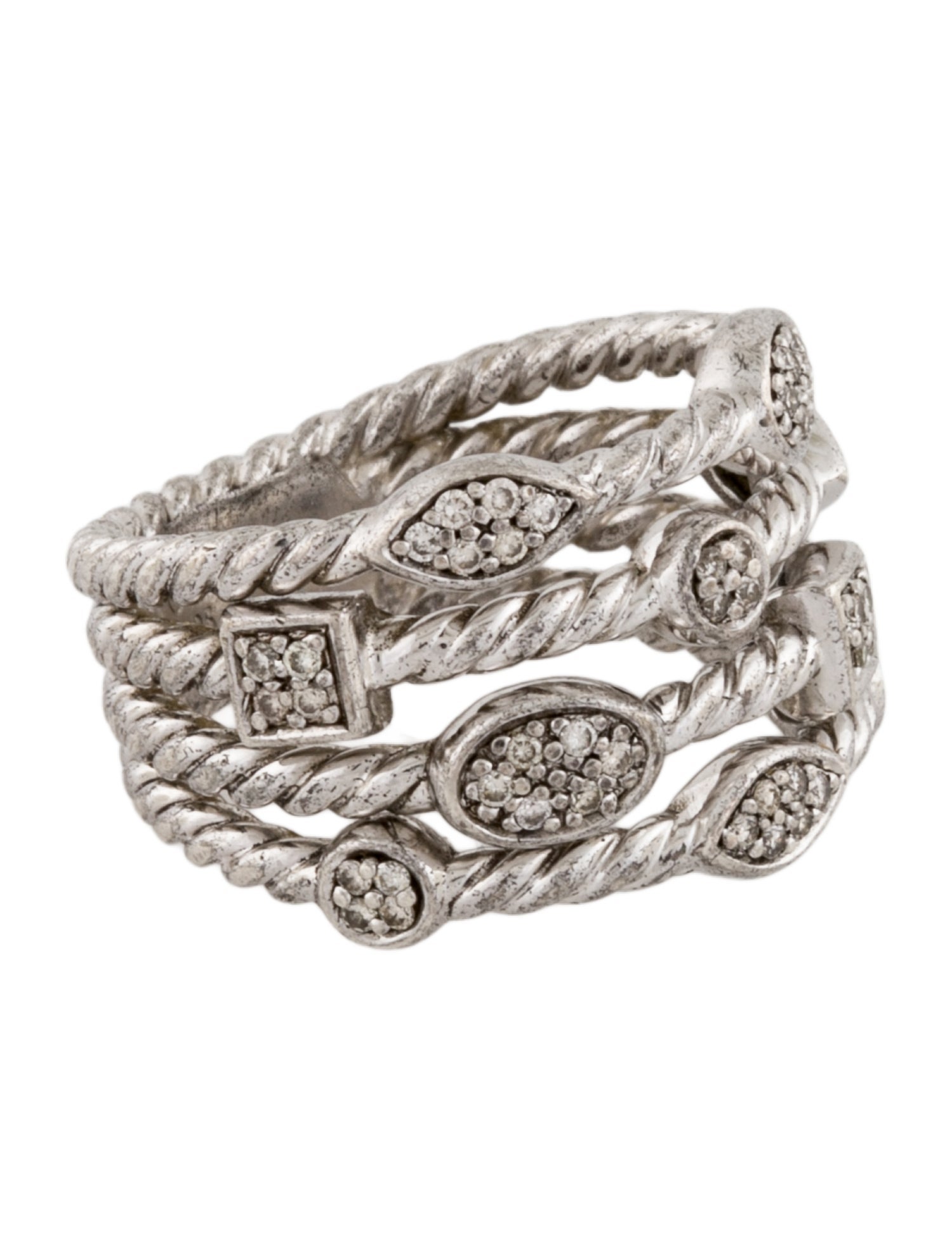 David Yurman Diamond Four-Row Confetti Ring