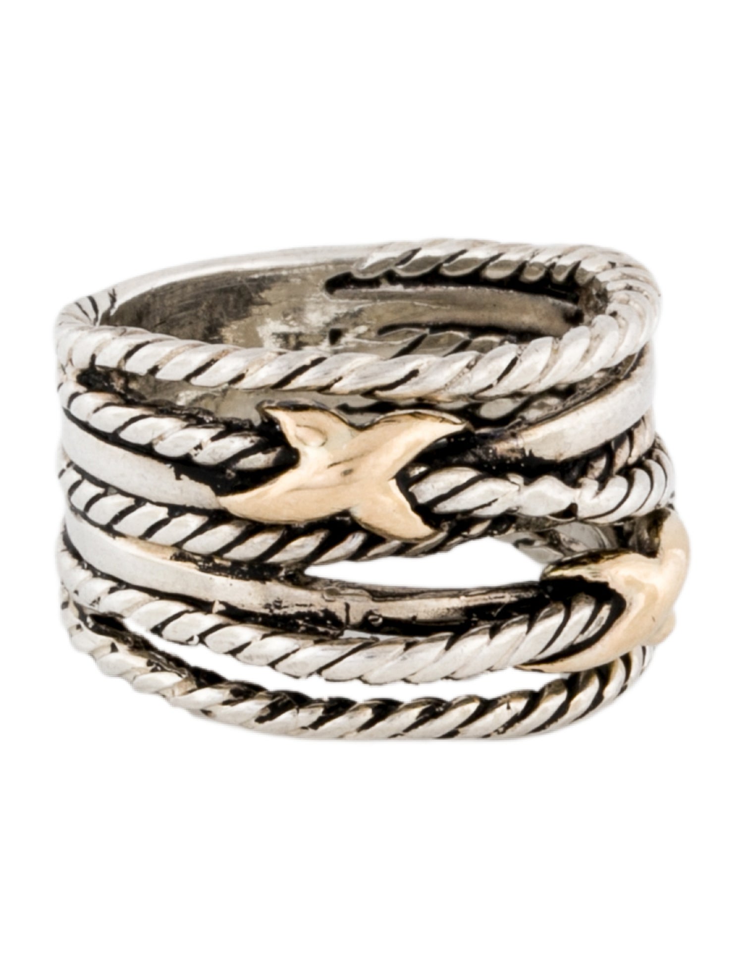 David Yurman Two-Tone Double X Crossover Ring
