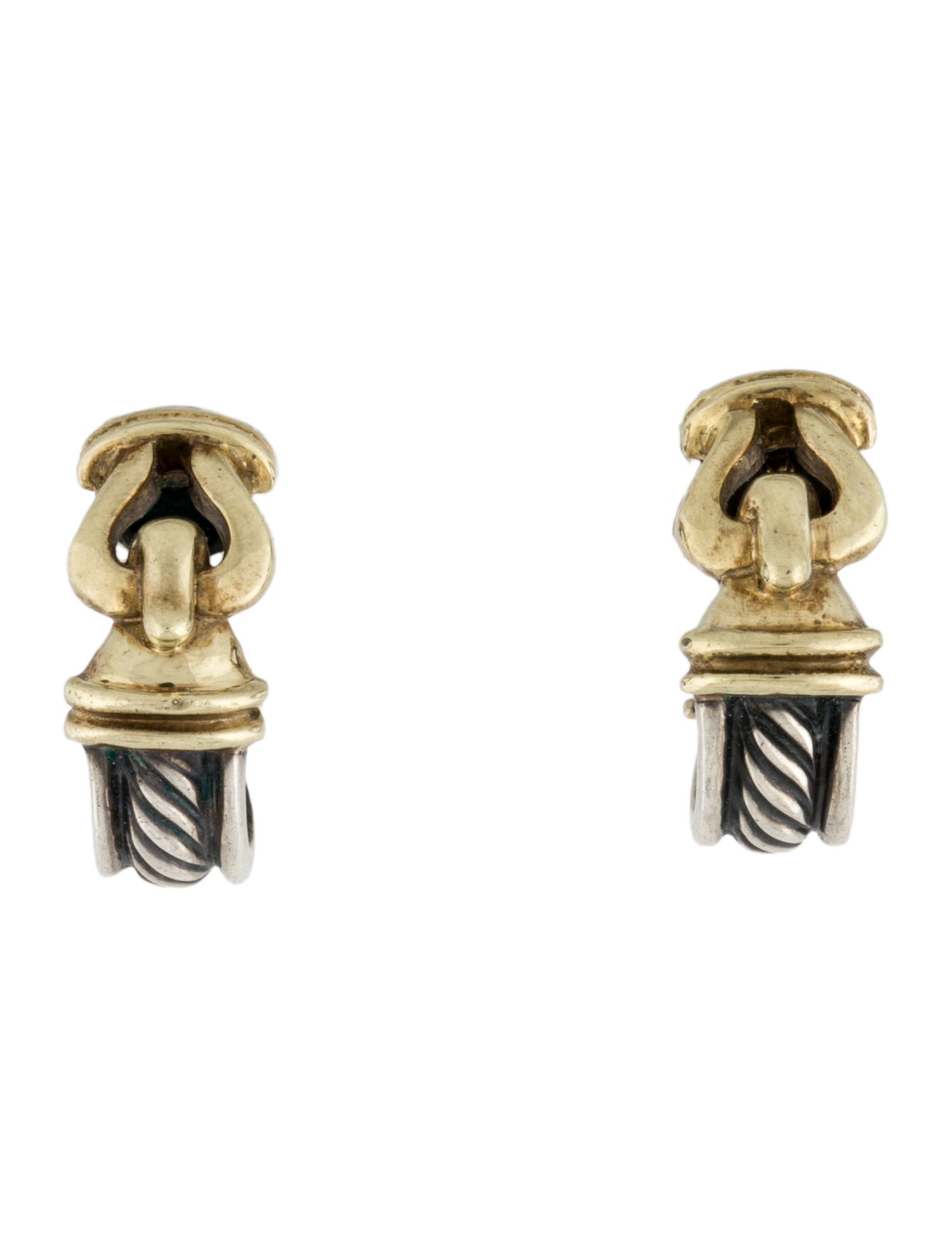 David Yurman Two-Tone Cable Buckle Drop Earrings
