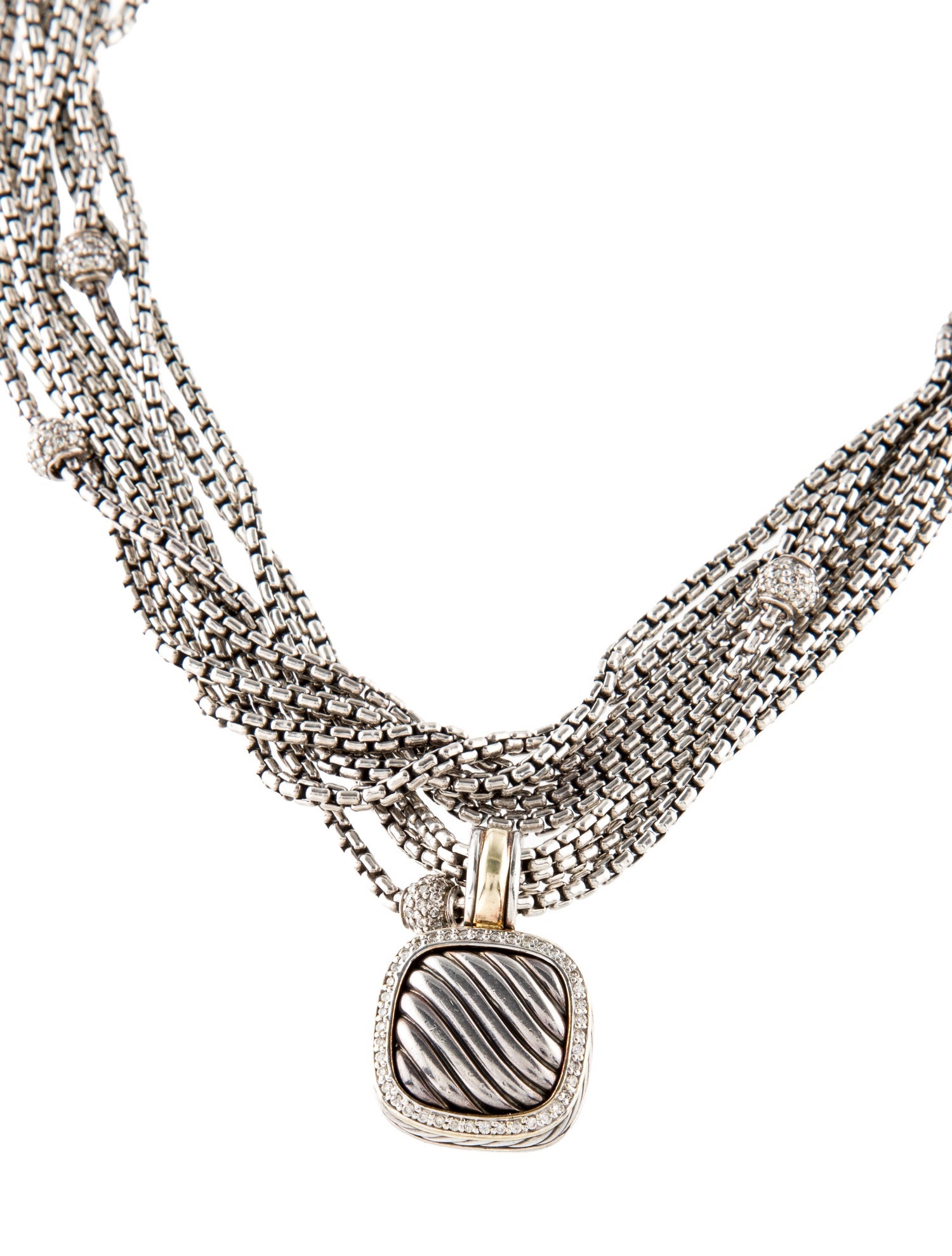 David Yurman 1.20ctw Diamond Eight Row Pendant Necklace