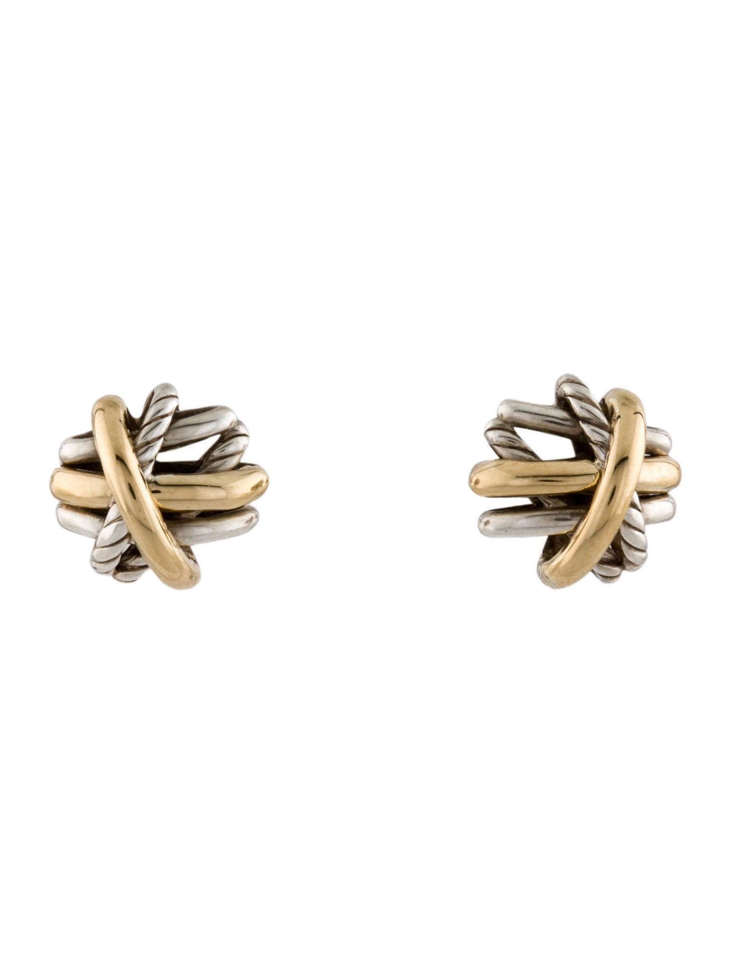 David Yurman Two-Tone Crossover Stud Earrings
