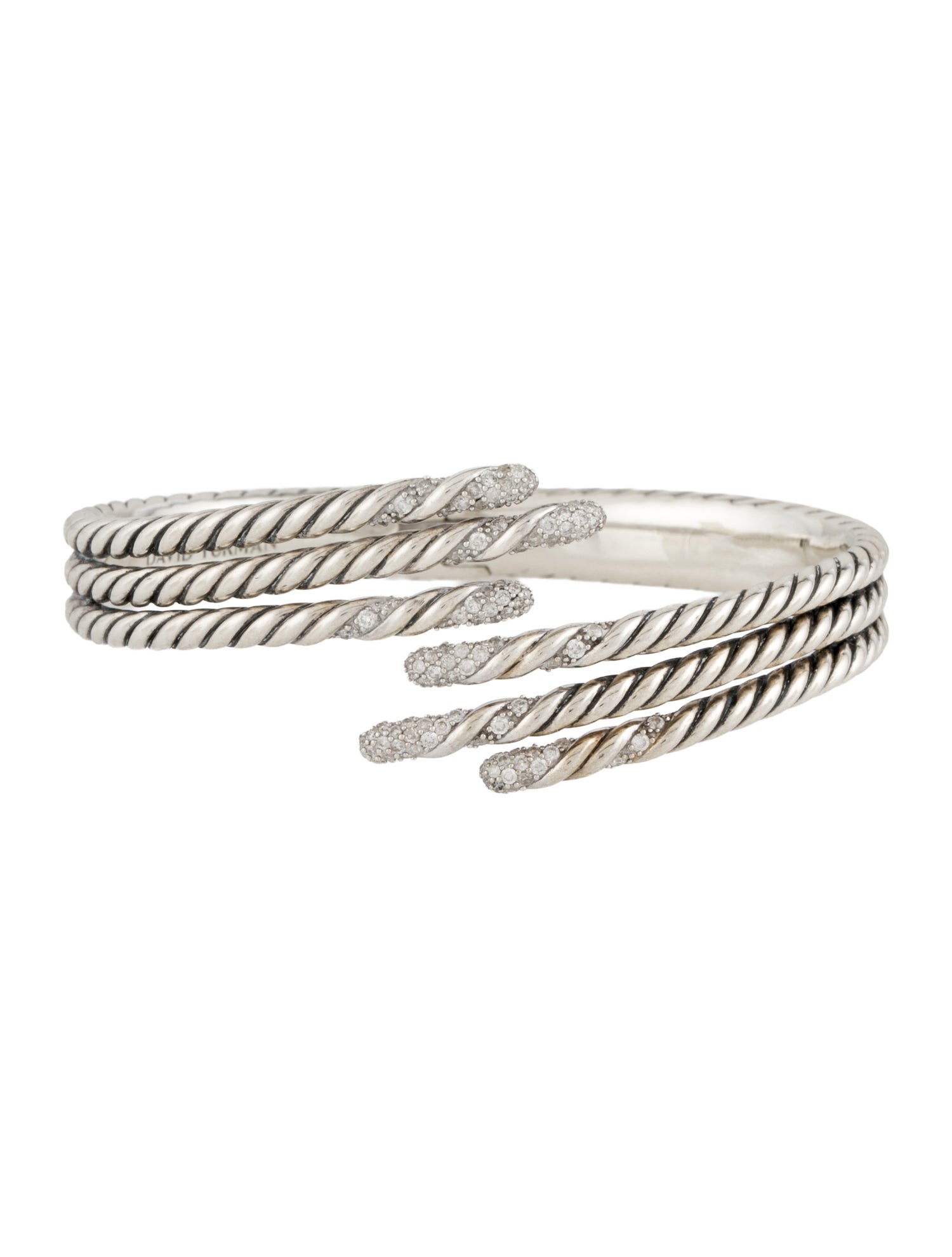 David Yurman Diamond Willow Open Three-Row Bracelet