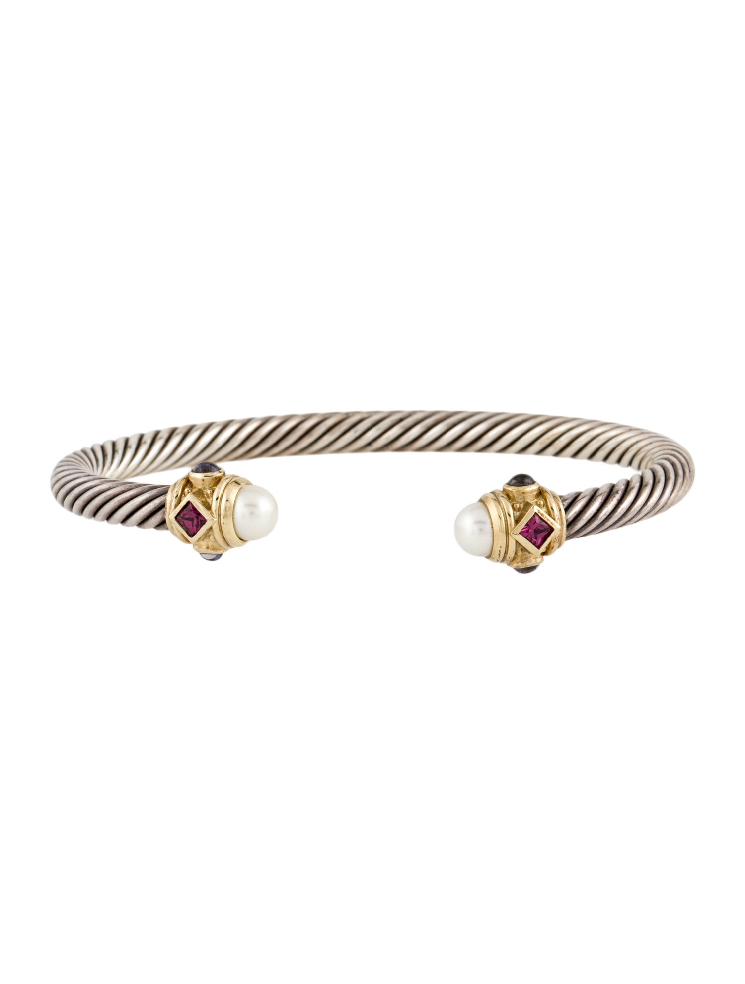 David Yurman Pearl, Rhodolite & Iolite Renaissance Bracelet