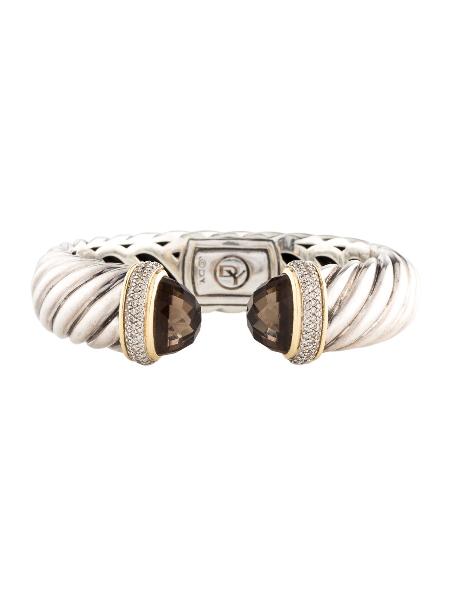 David Yurman Diamond & Quartz Waverly Cable Cuff Bracelet