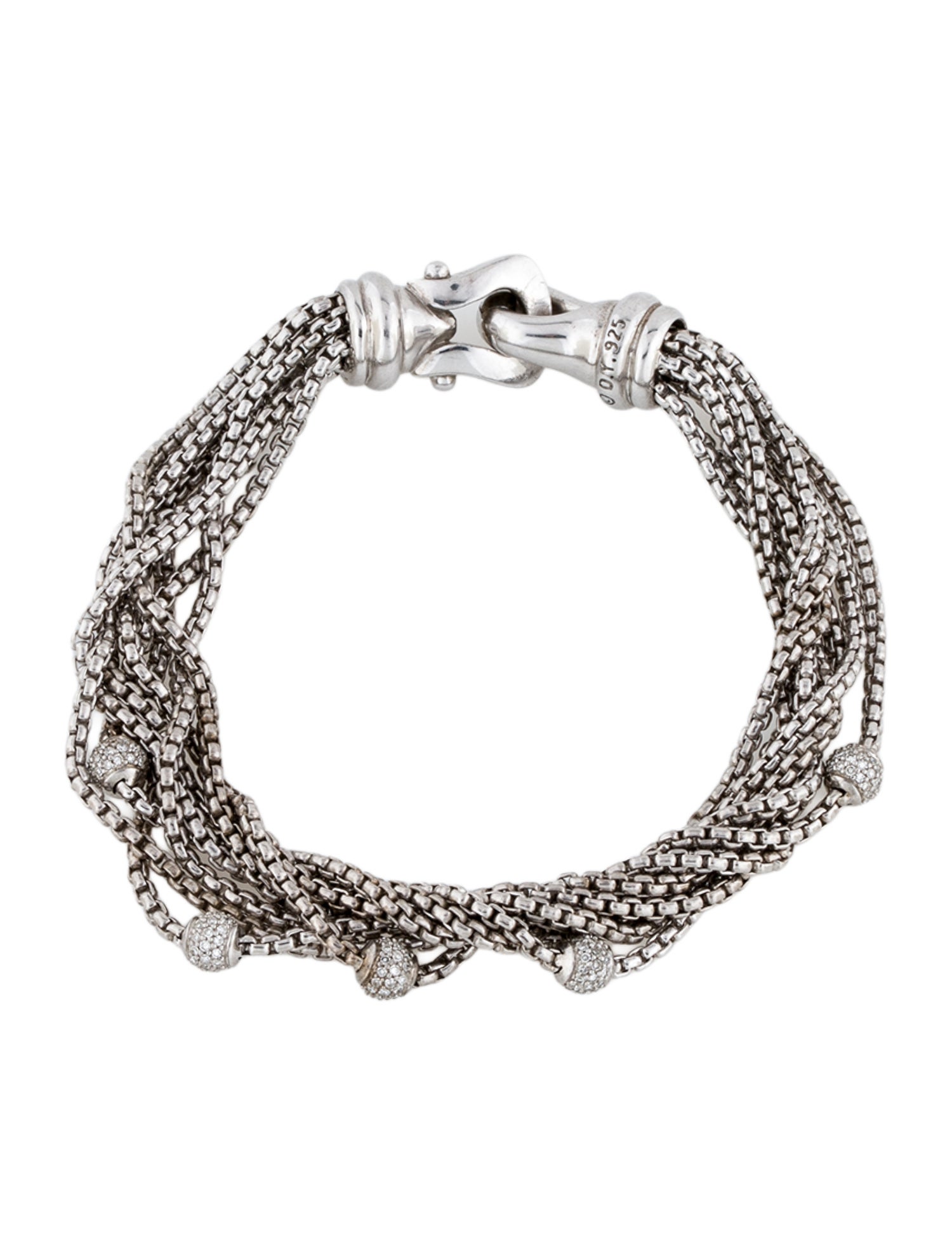 David Yurman Diamond Eight Row Chain Multistrand Bracelet