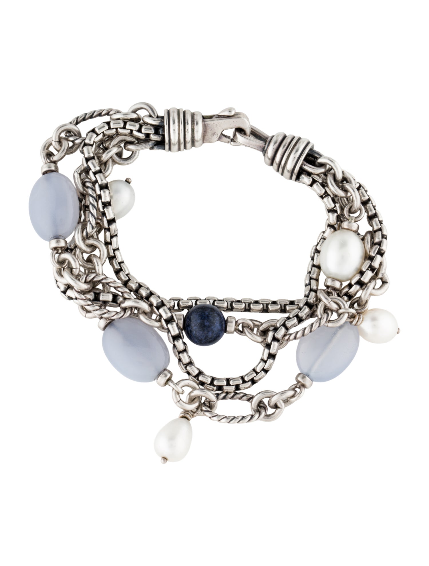 David Yurman Pearl, Chalcedony & Pietersite Multistrand Bracelet