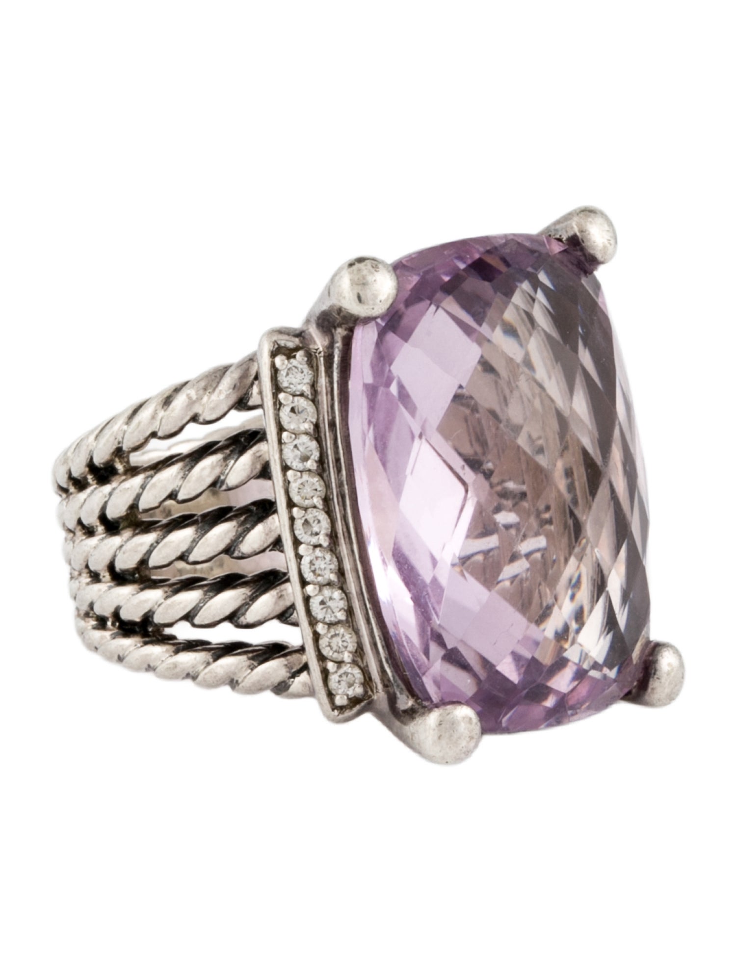 David Yurman Amethyst & Diamond Wheaton Cocktail Ring