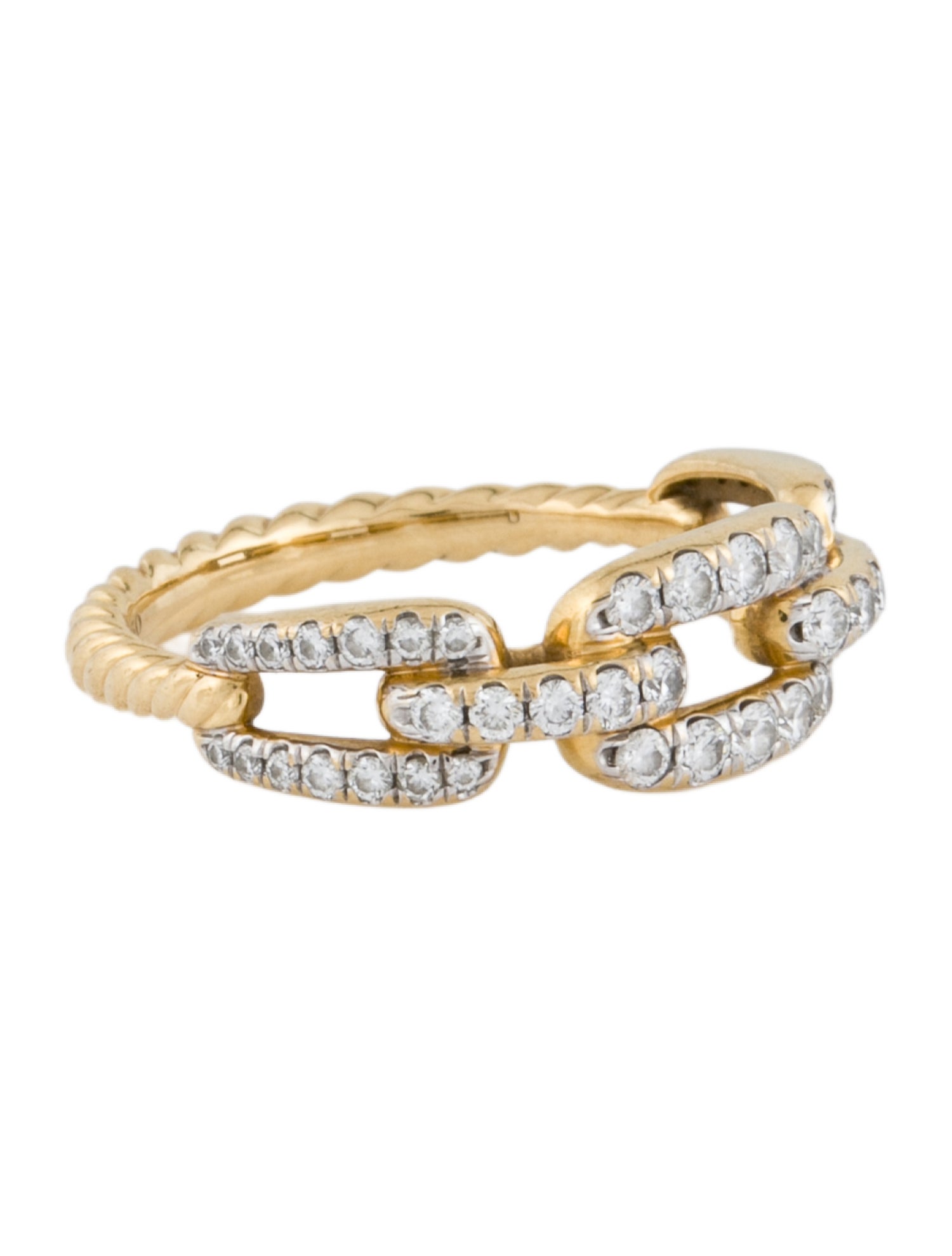 David Yurman 18K Diamond Stax Chain Link Ring