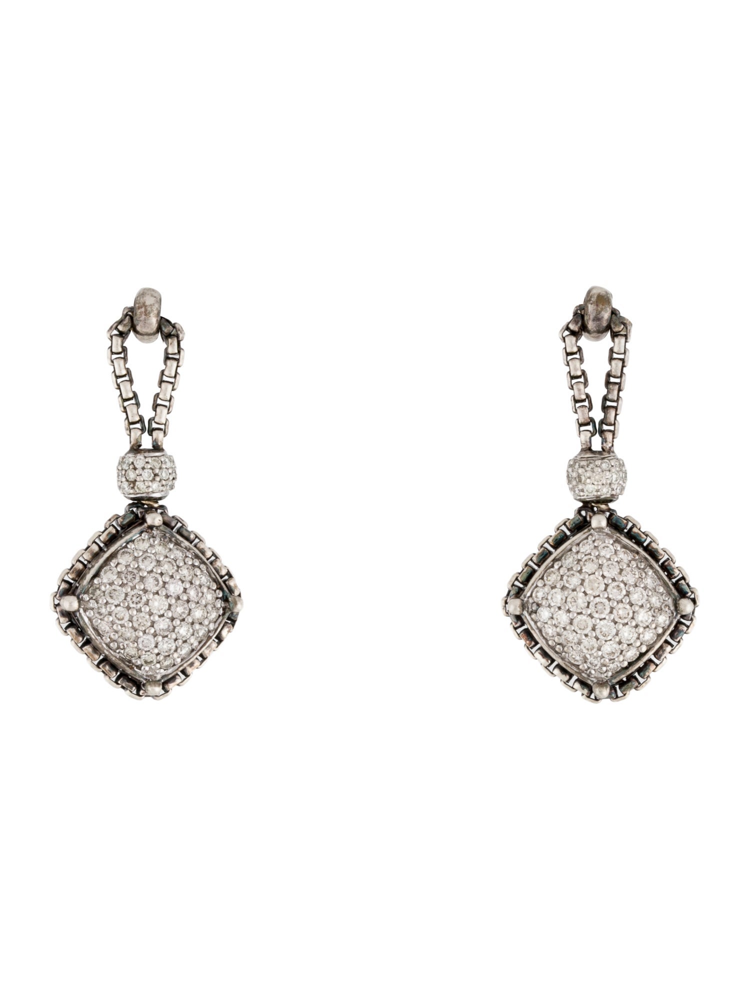 David Yurman Diamond Cushion on Point Earrings