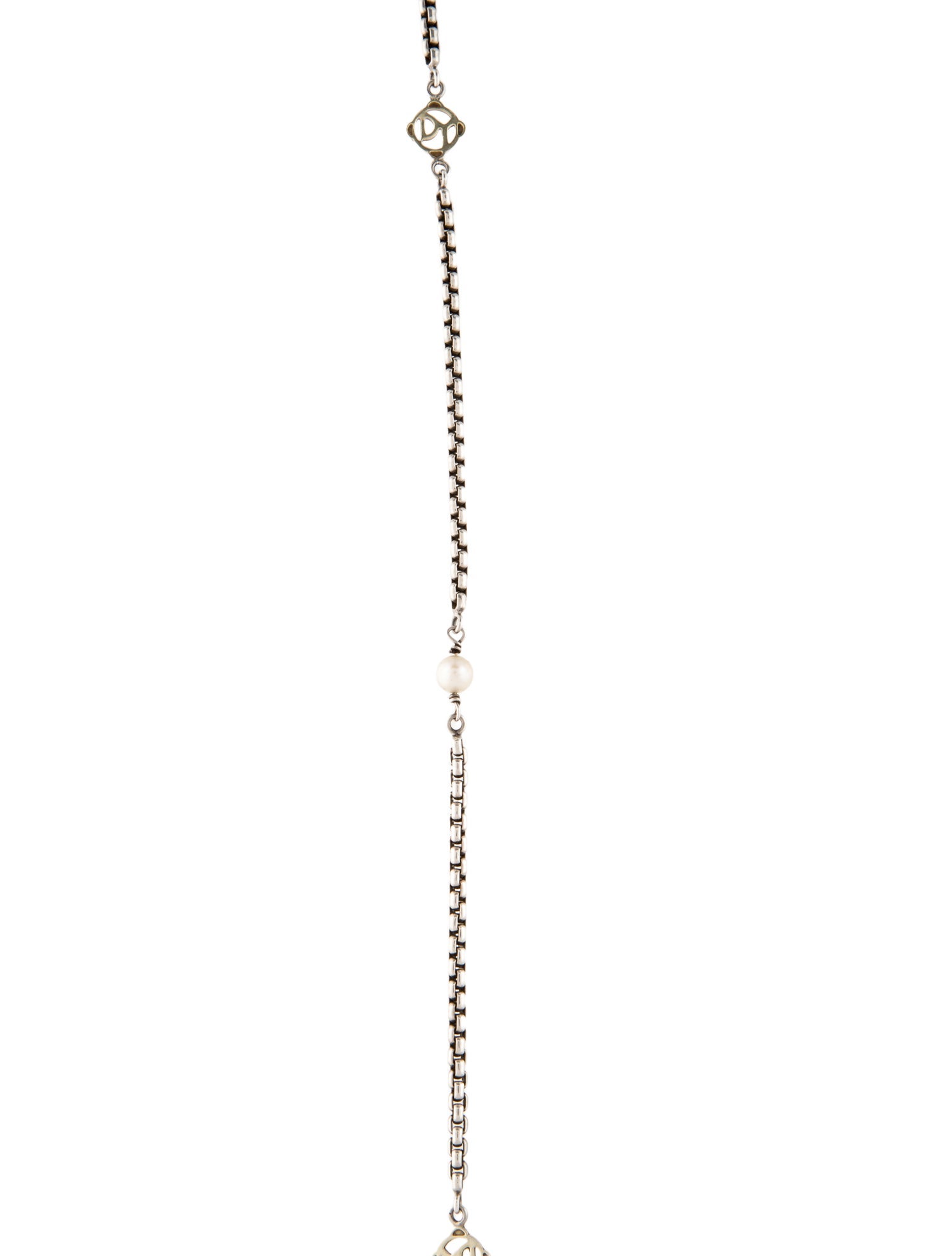 David Yurman Pearl Logo Station Necklace