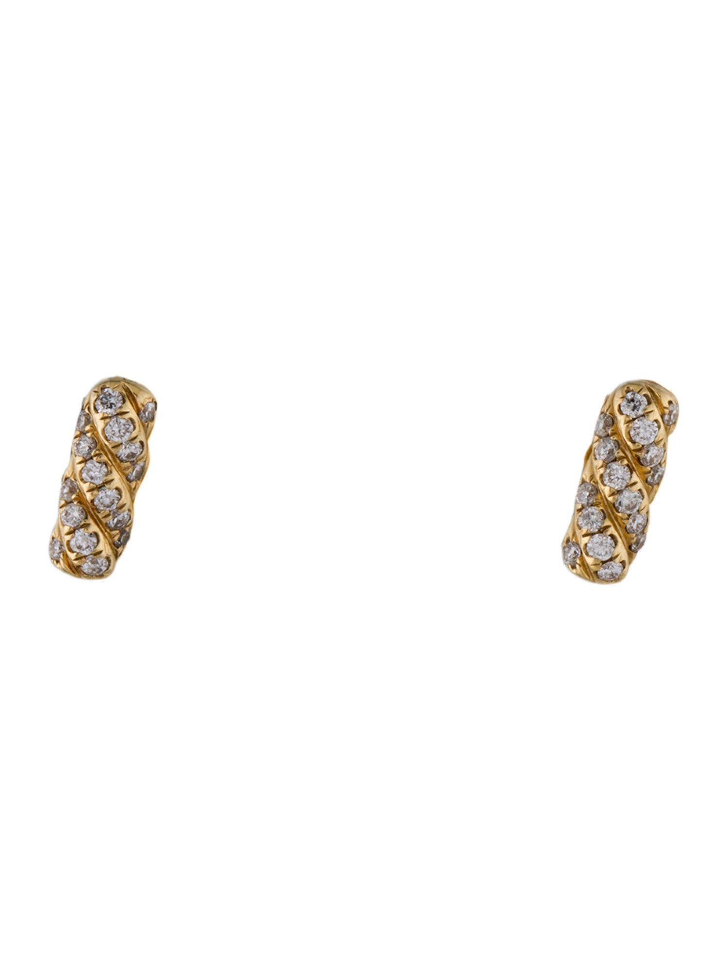 David Yurman 18K Diamond Bar Stud Earring