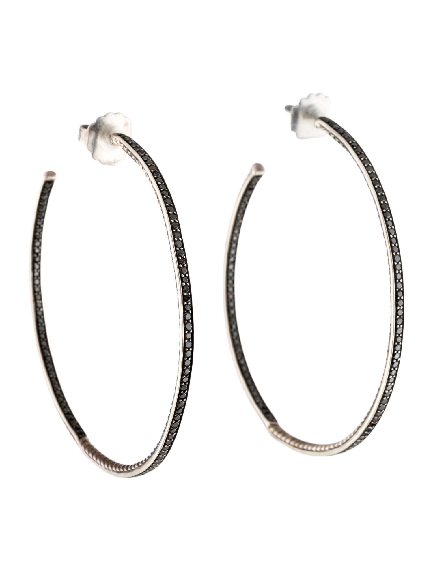 David Yurman 2.10ctw Inside-Out Cable Hoop Earrings