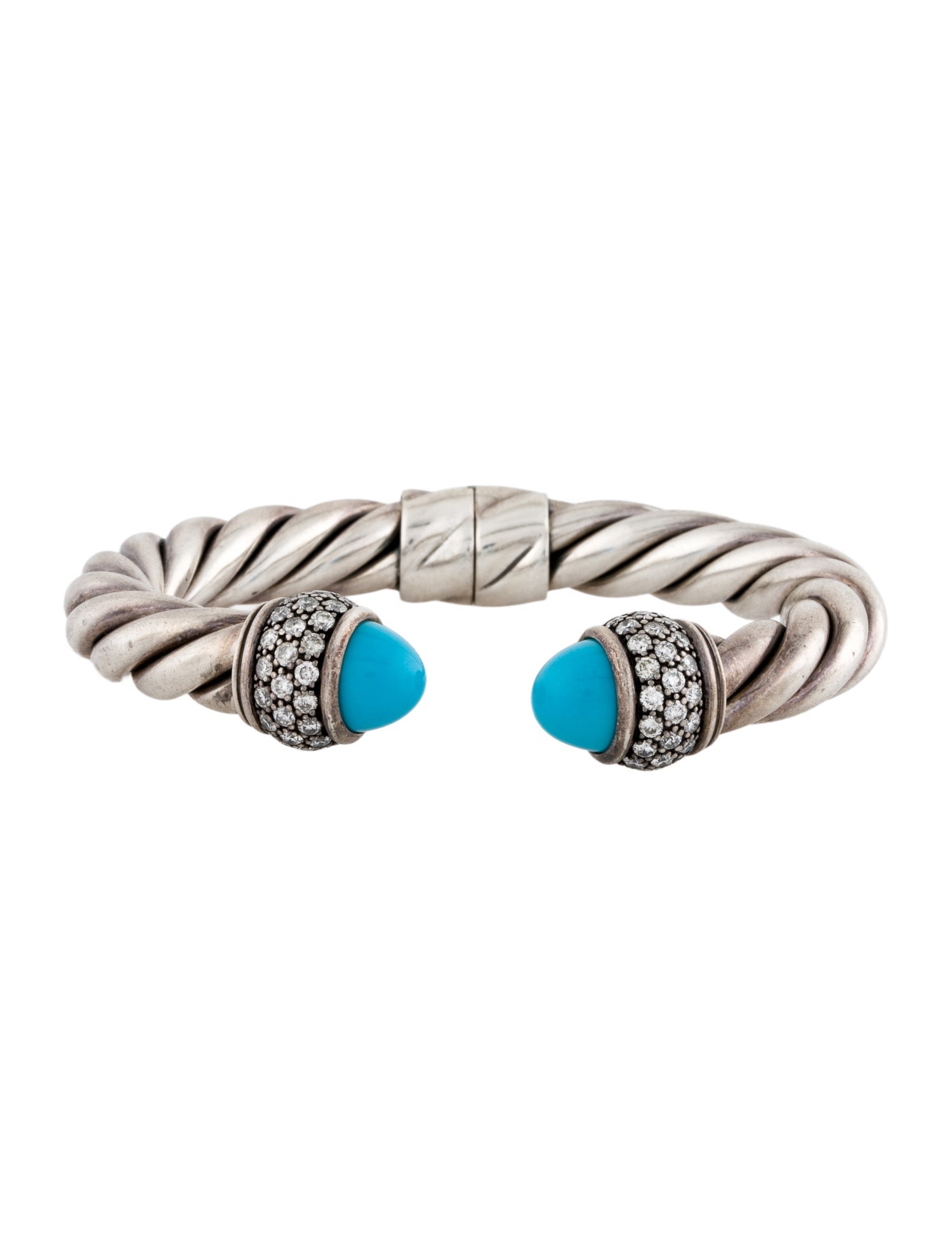 David Yurman Turquoise & 2.48ctw Diamond Hinge Bracelet