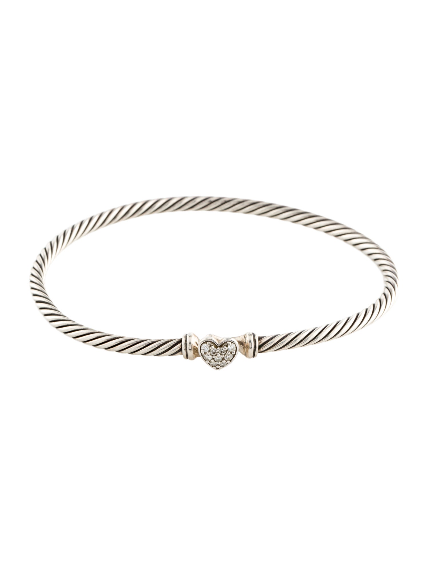 David Yurman Diamond Heart Bangle Bracelet
