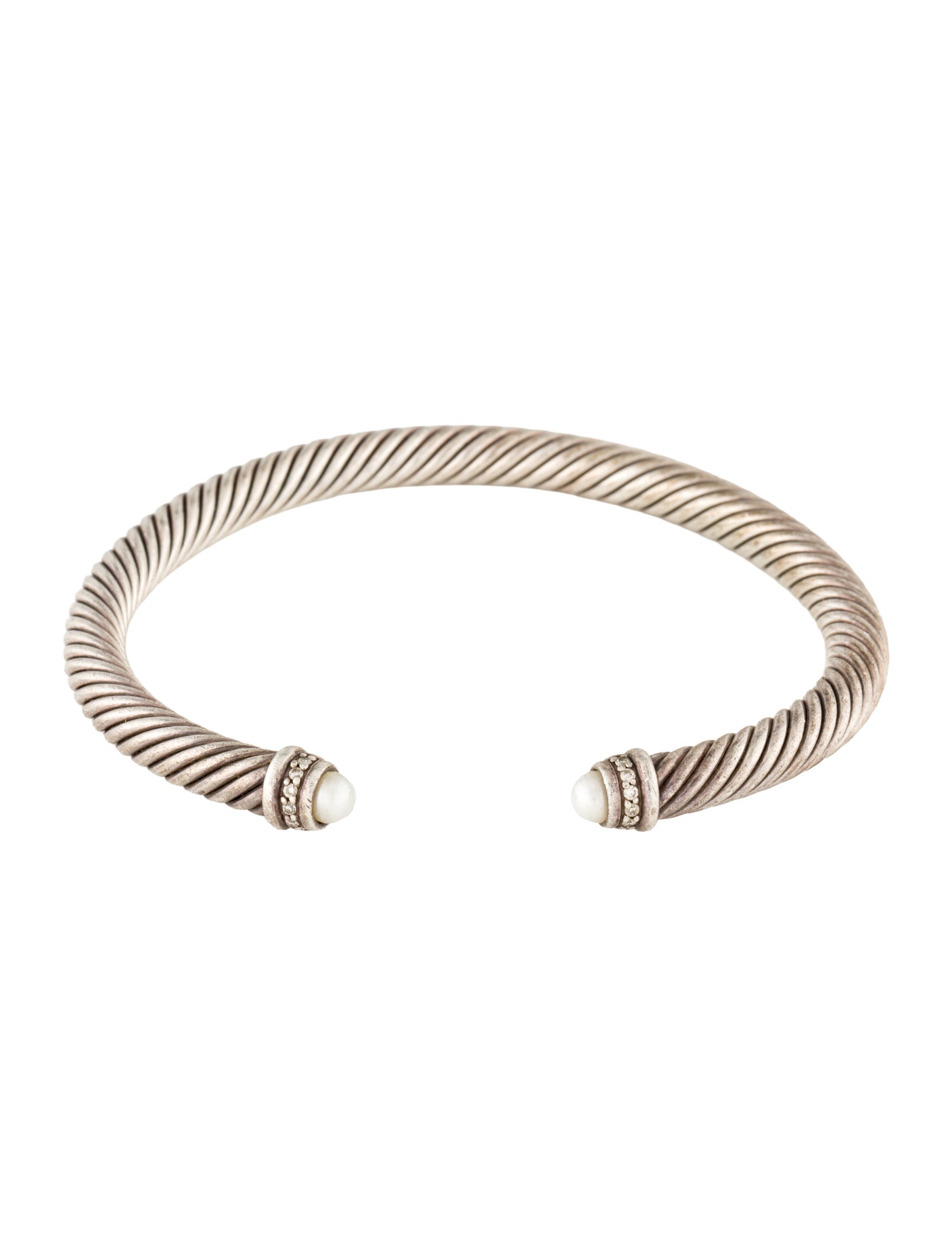David Yurman Pearl & Diamond Cable Classic Cuff