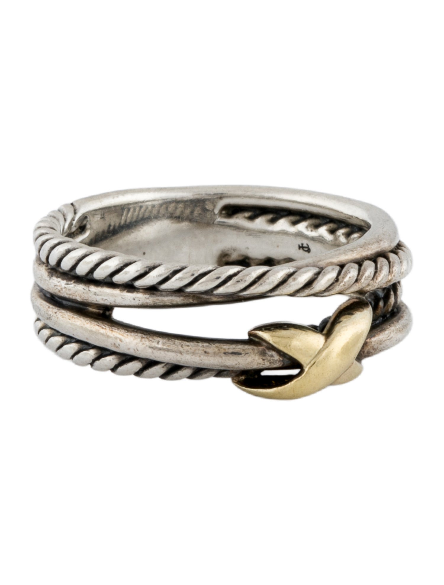 David Yurman Two-Tone X Crossover Band Ring