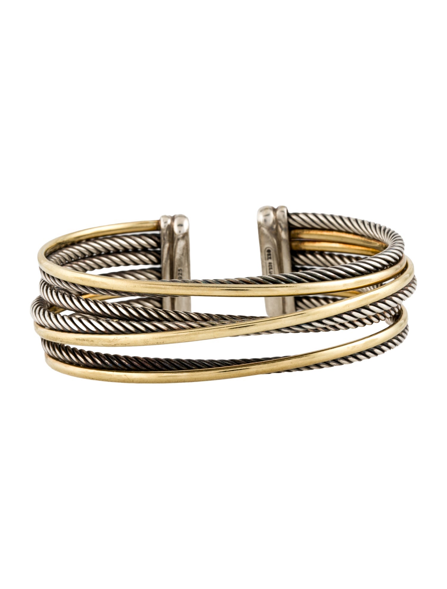David Yurman Two-Tone Four-Row Crossover Cuff Bracelet